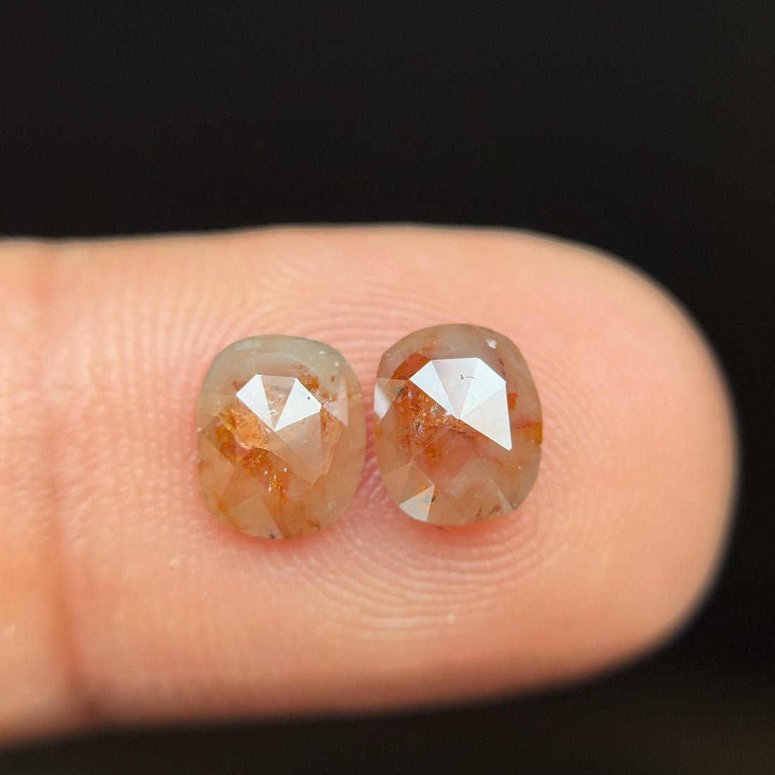 1.72 Ct Oval Rose Cut Red Natural Salt and Pepper Diamond