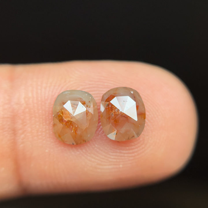1.72 Ct Oval Rose Cut Red Natural Salt and Pepper Diamond