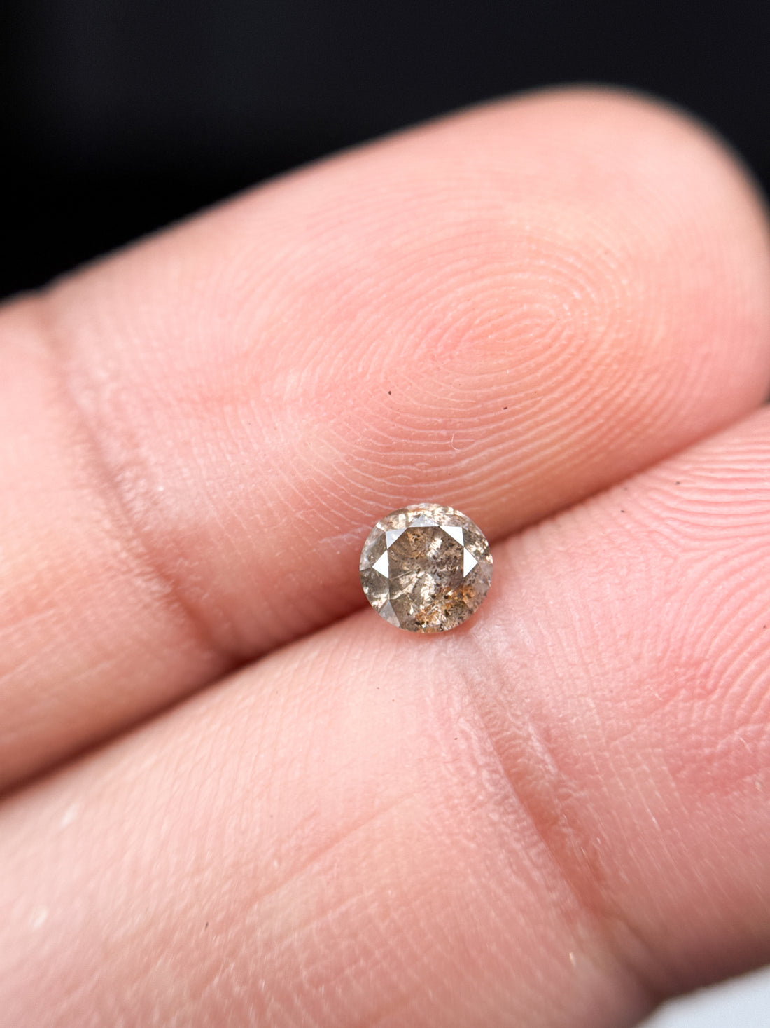 0.37 Ct Round Brilliant Cut Brownish Grey Natural Minimalist Diamond