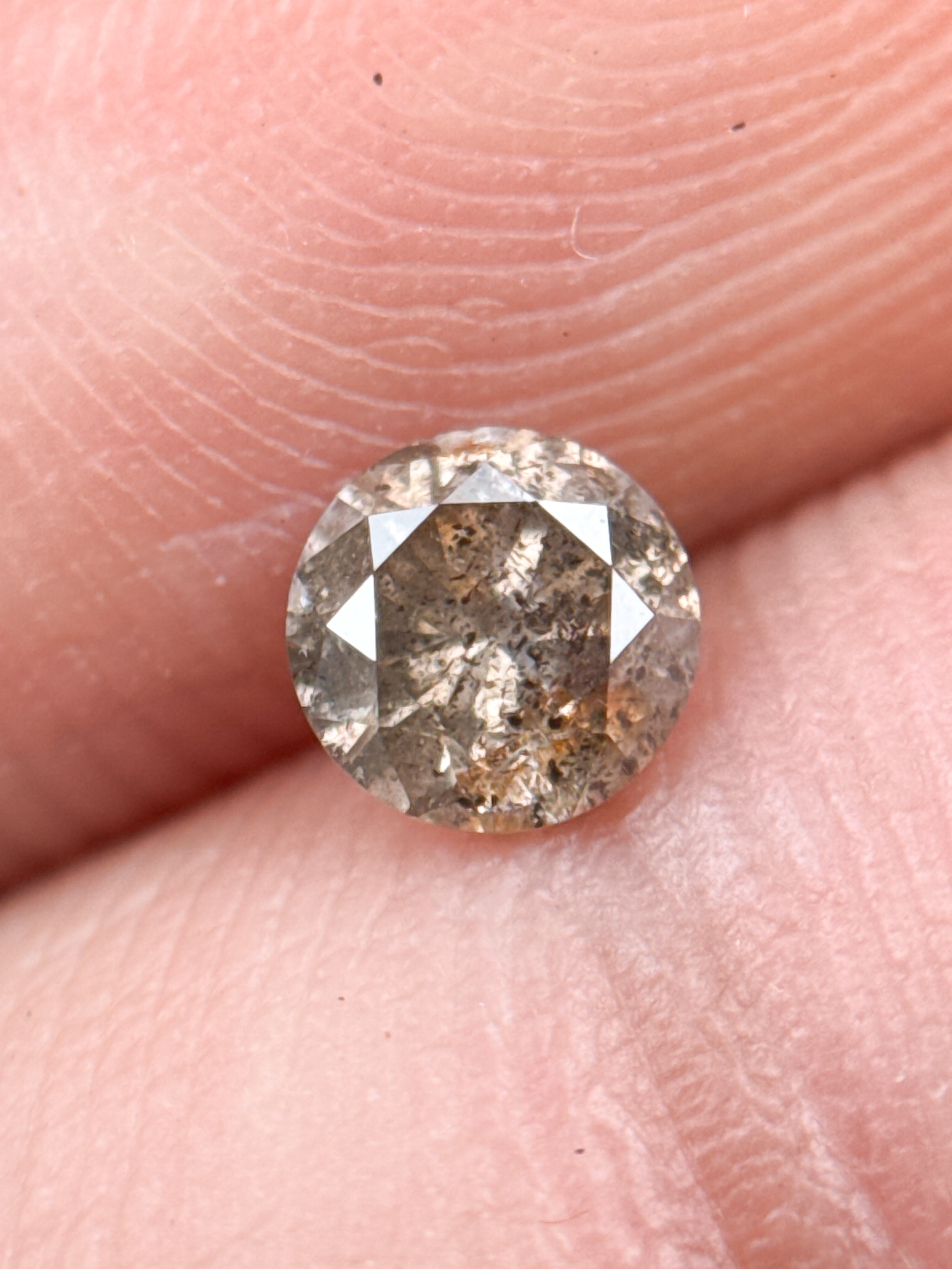0.37 Ct Round Brilliant Cut Brownish Grey Natural Minimalist Diamond