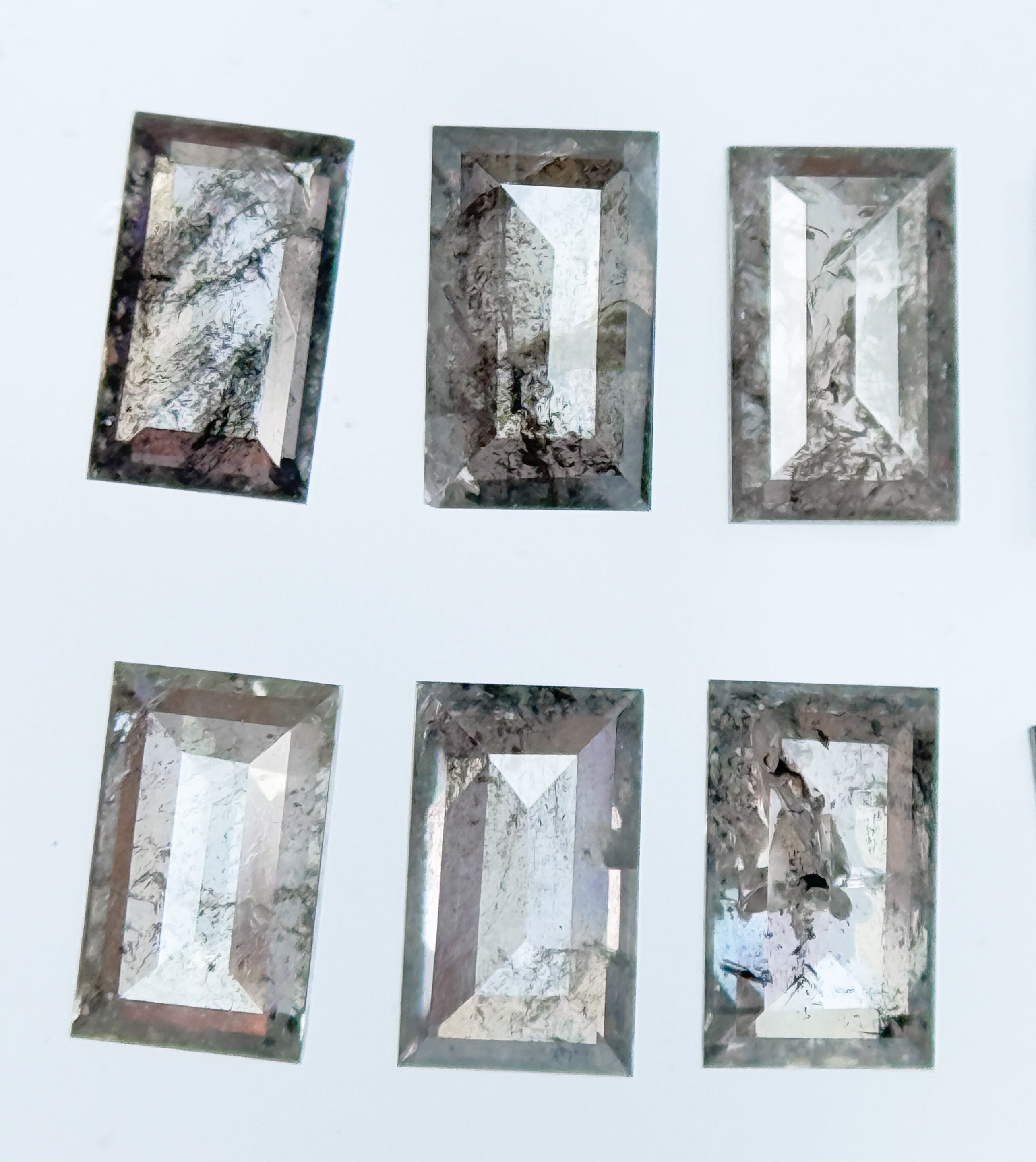5 X 3 MM Baguette Rose Cut Grey Natural Galaxy Diamond