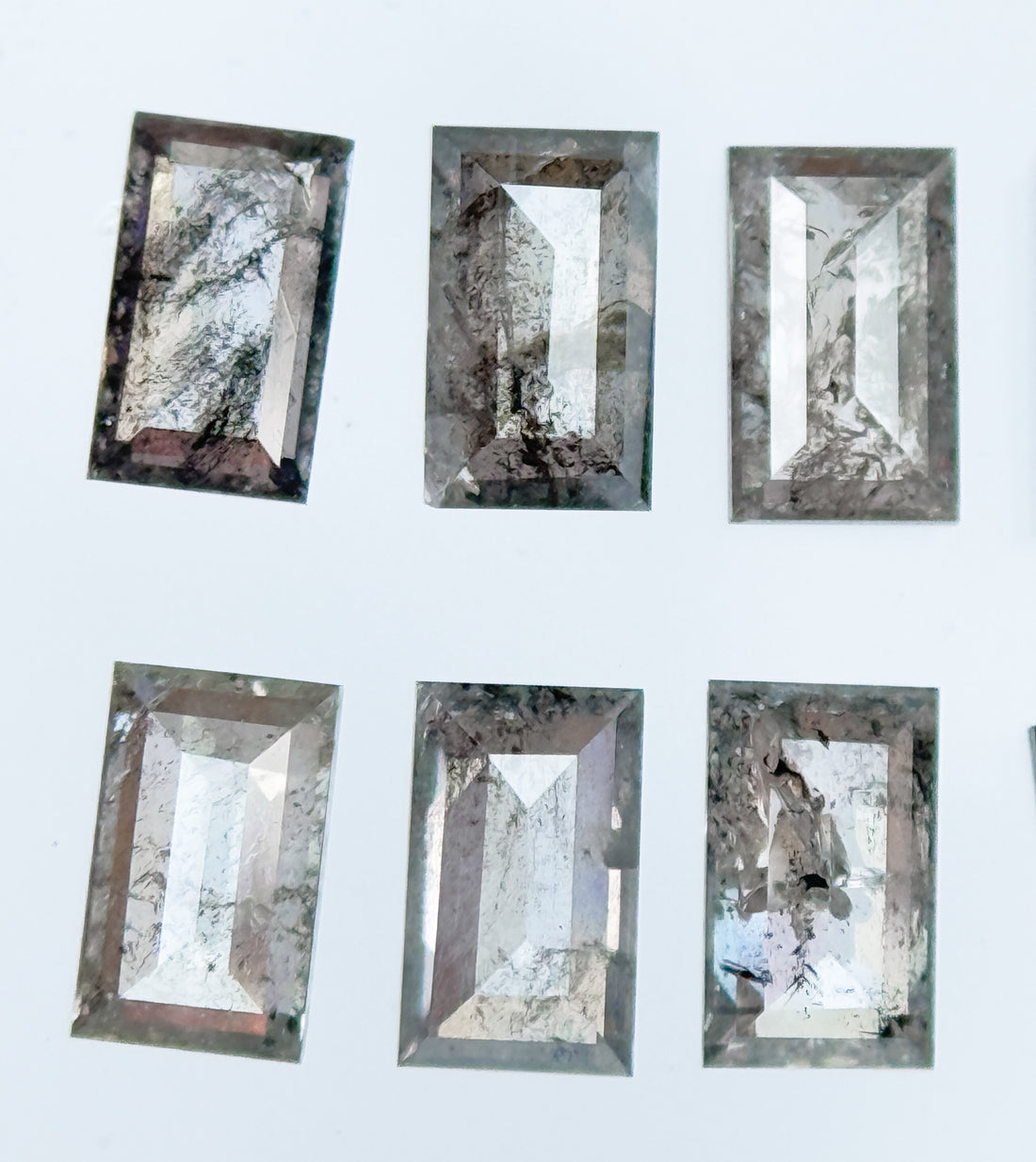 5 X 3 MM Baguette Rose Cut Grey Natural Galaxy Diamond