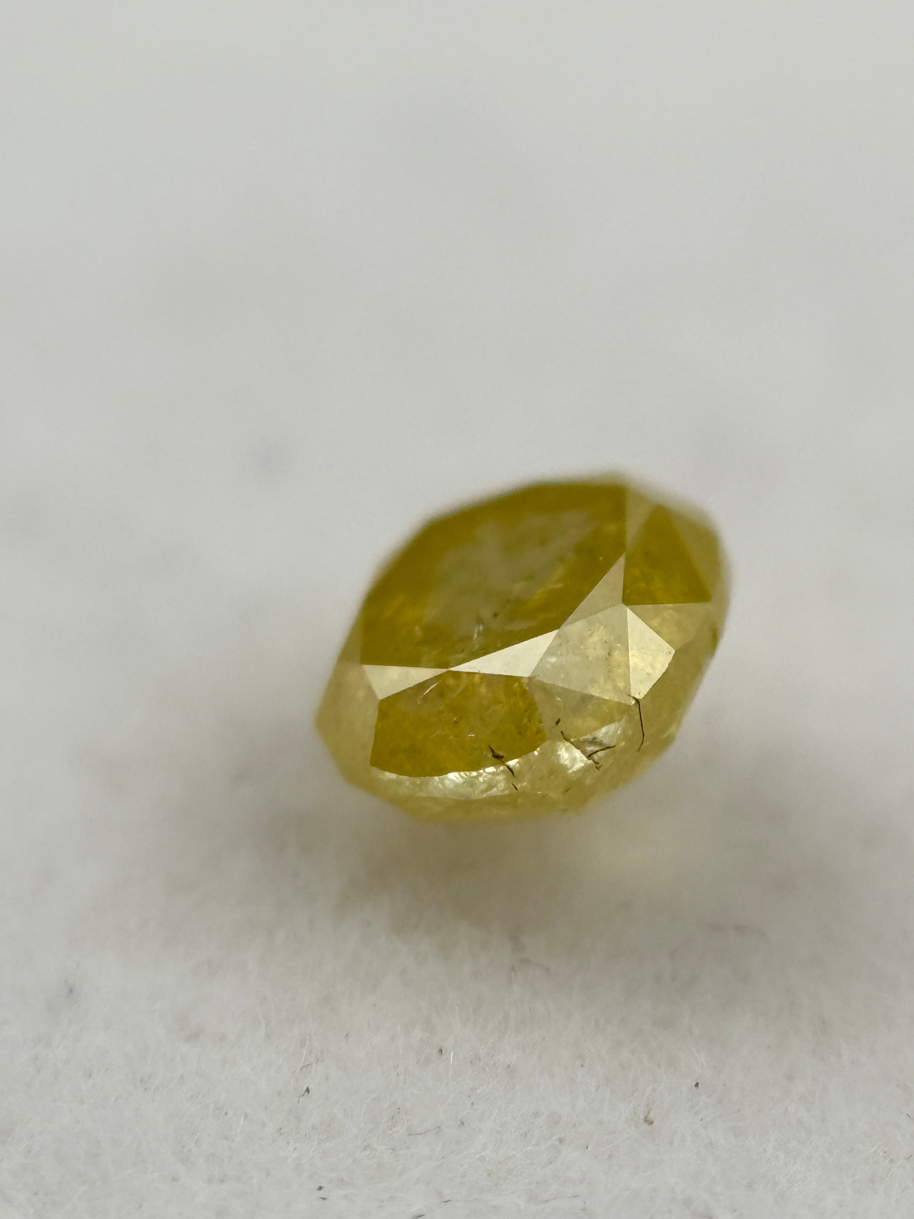 0.70 Ct Cushion Rose Cut Yellow Natural Fancy Diamond