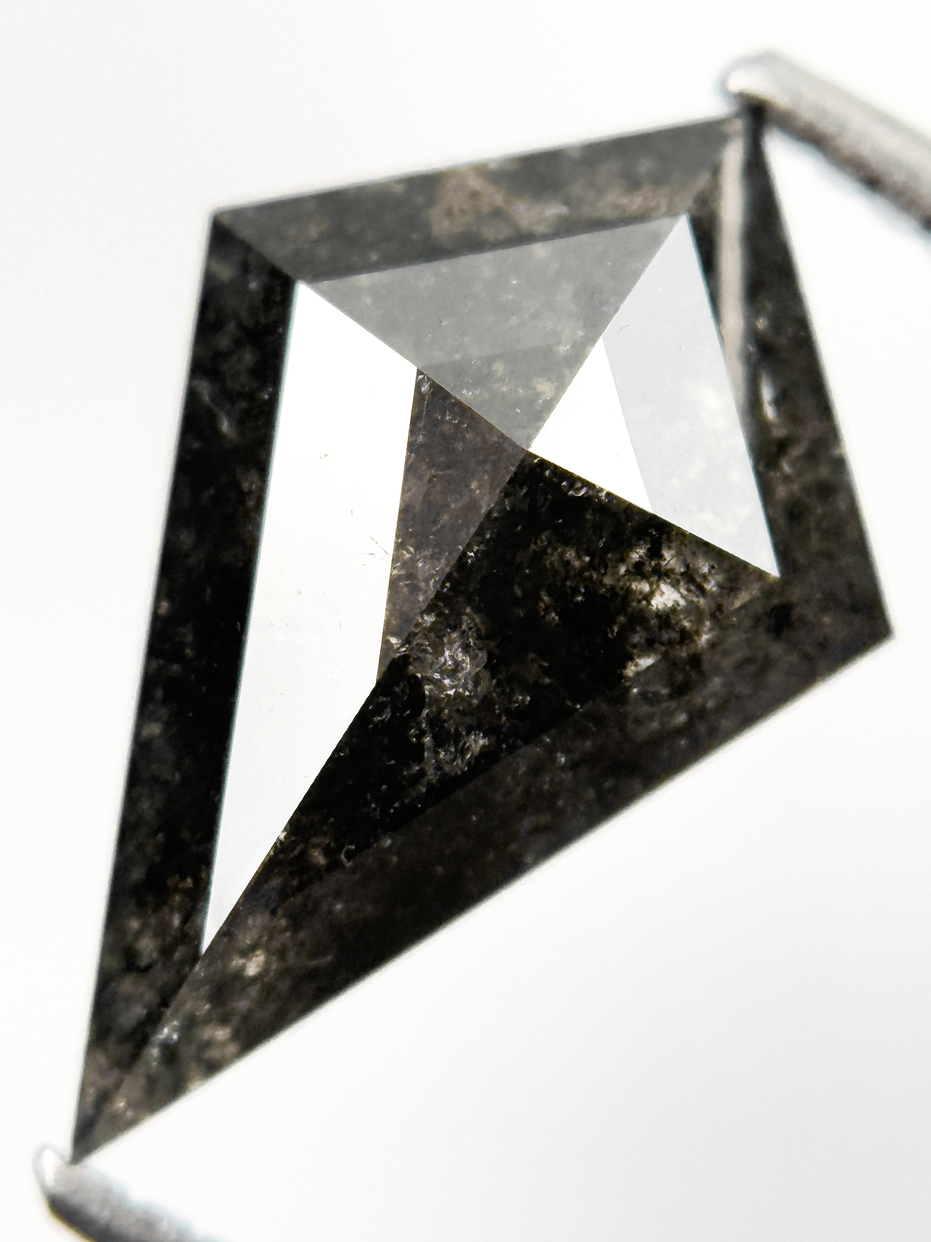 3.11 Ct Kite Rose Cut Grey Natural Salt and Pepper Diamond