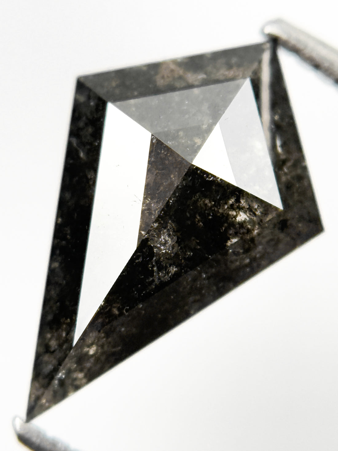 3.11 Ct Kite Rose Cut Grey Natural Salt and Pepper Diamond