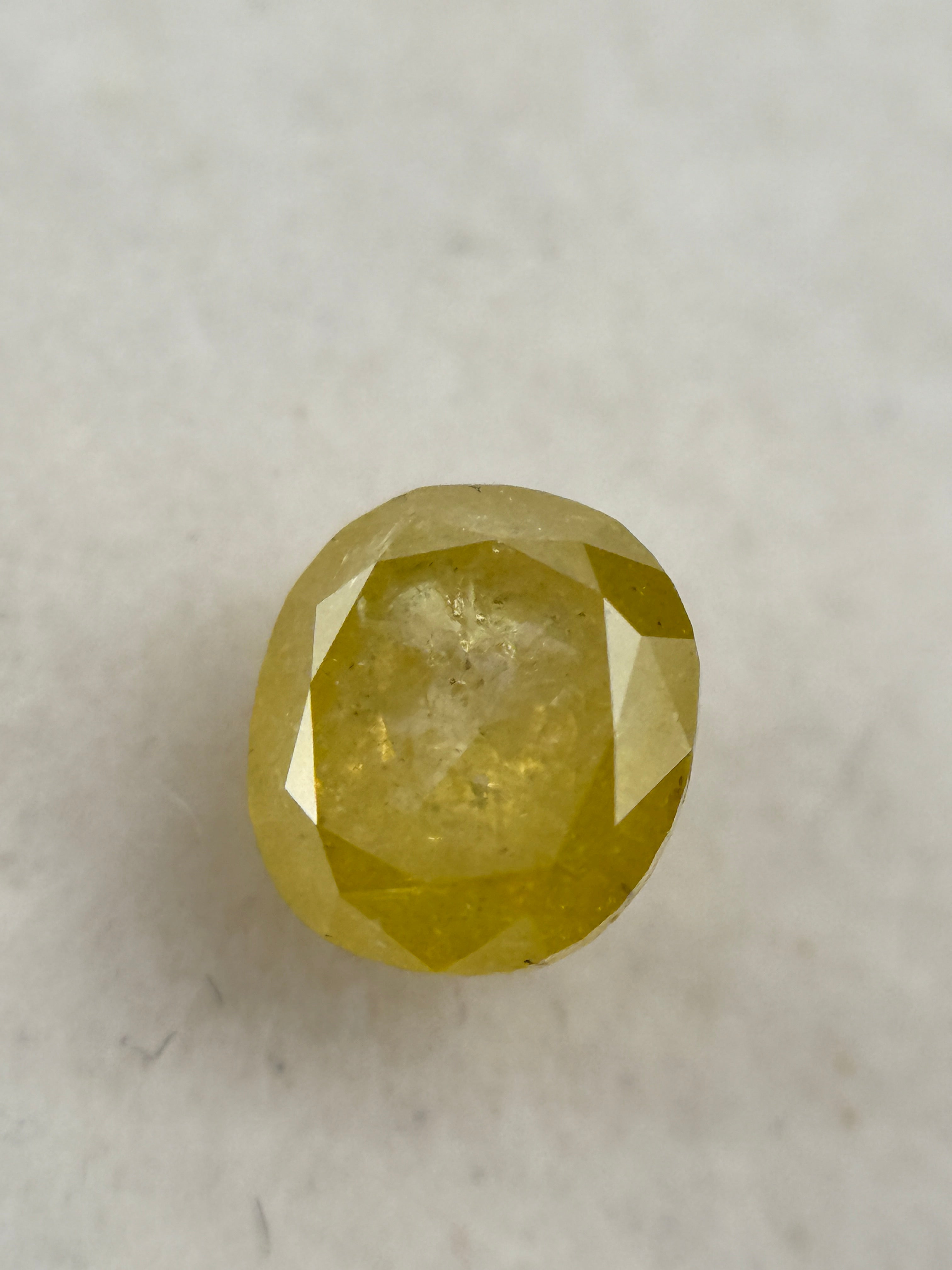 0.70 Ct Cushion Rose Cut Yellow Natural Fancy Diamond
