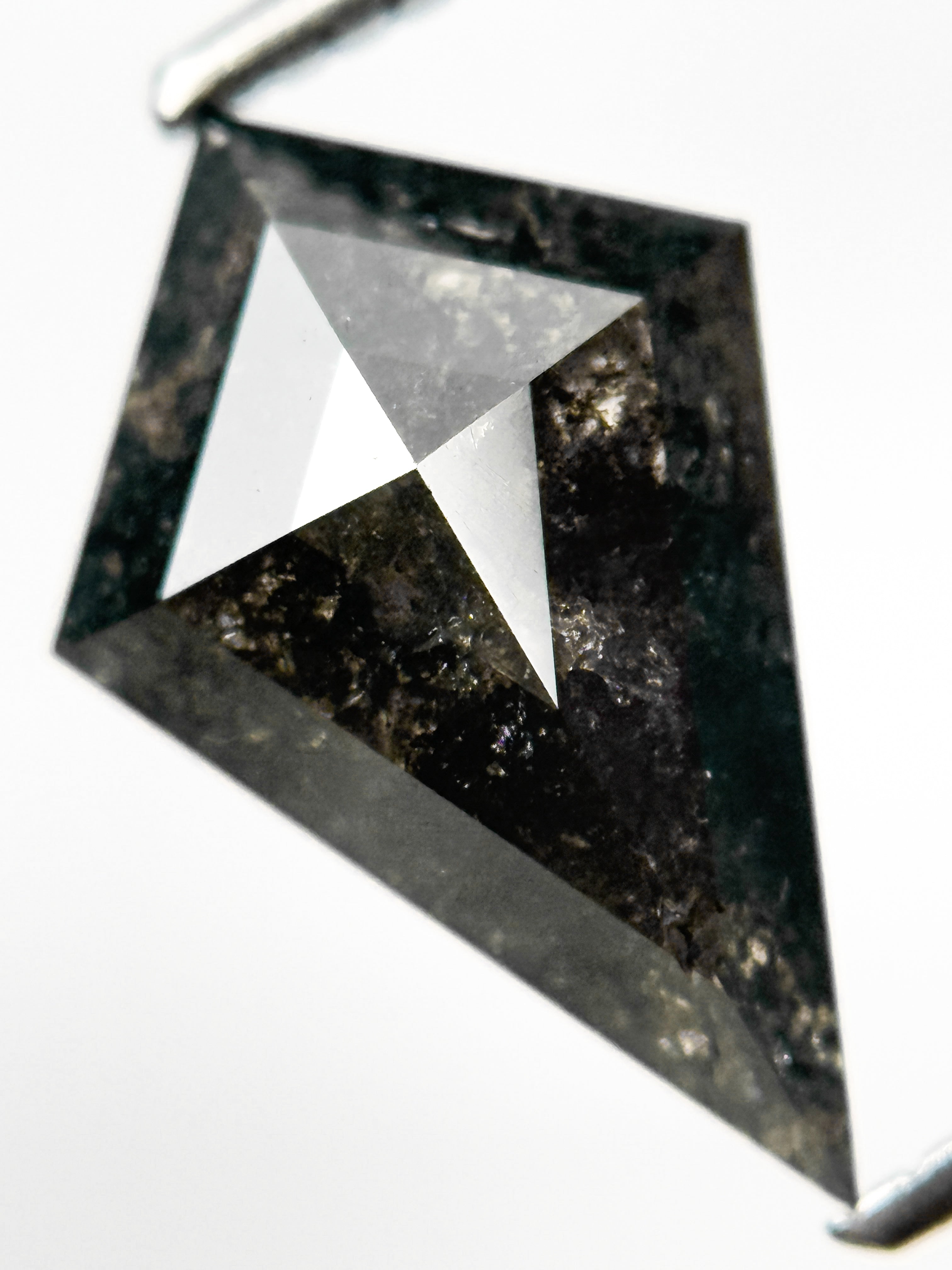 3.11 Ct Kite Rose Cut Grey Natural Salt and Pepper Diamond