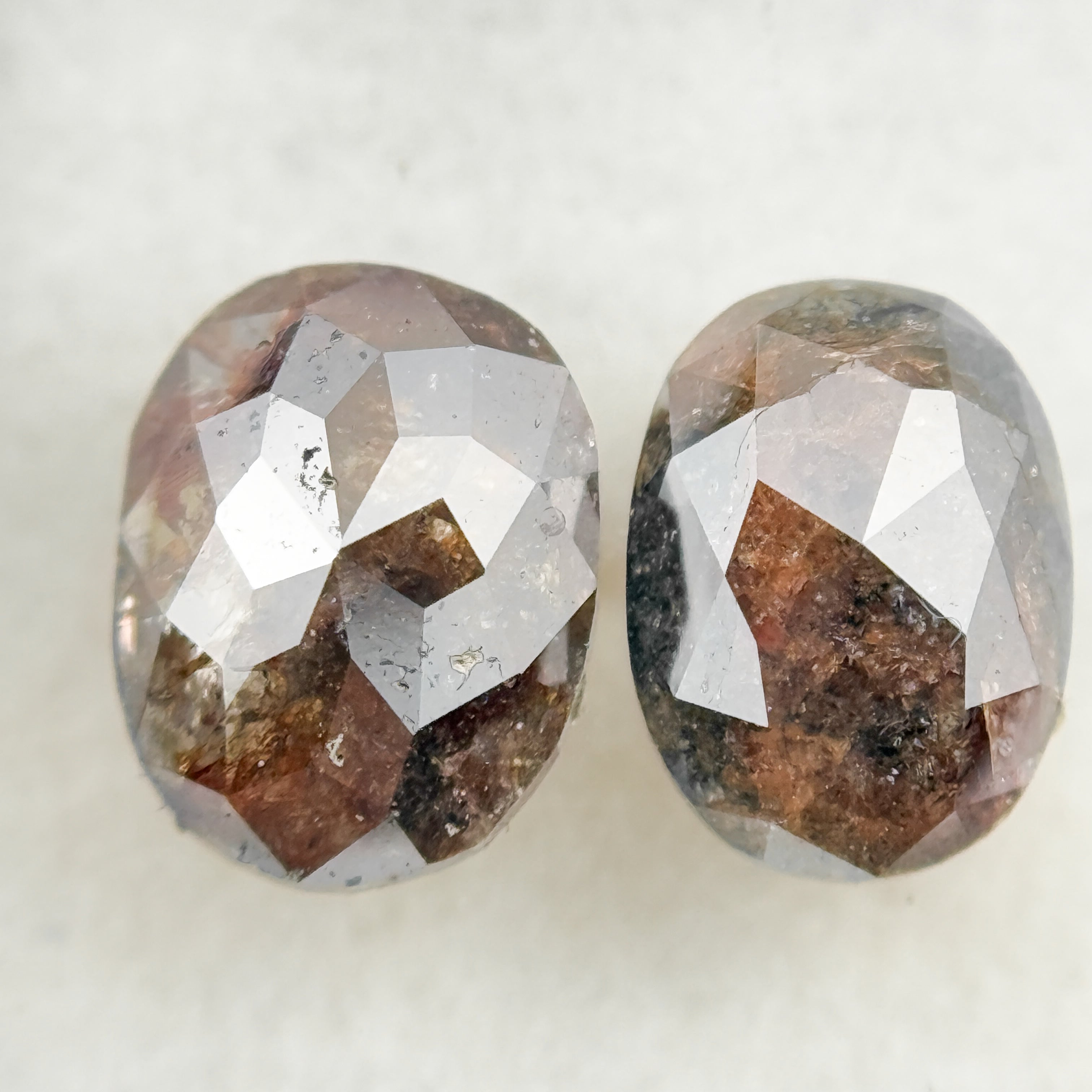 1.86 Ct Oval Rose Cut Red Natural Salt and Pepper Diamond