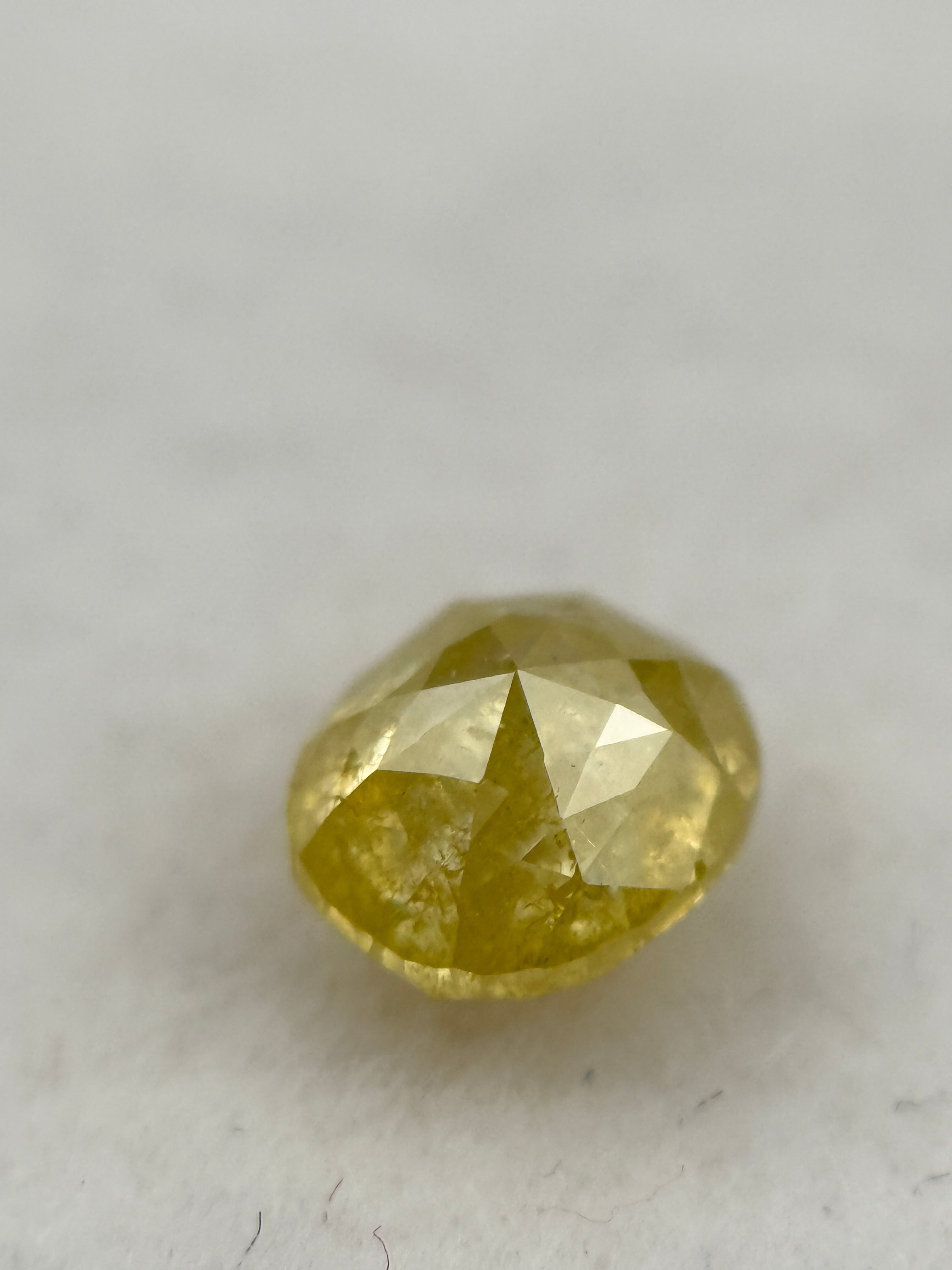 0.70 Ct Cushion Rose Cut Yellow Natural Fancy Diamond