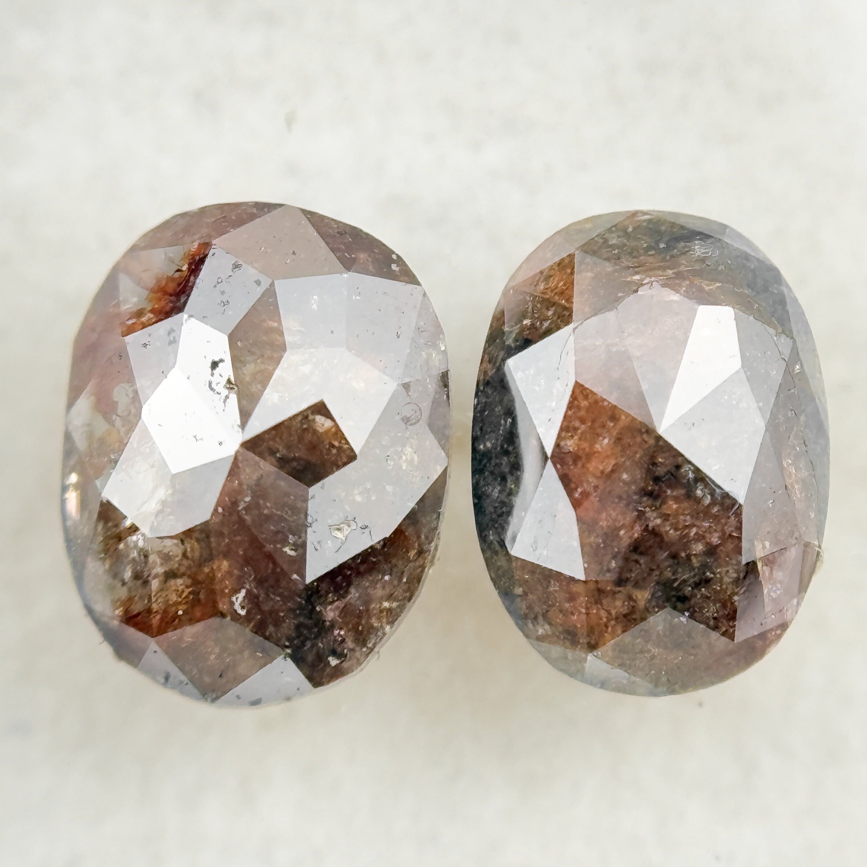 1.86 Ct Oval Rose Cut Red Natural Salt and Pepper Diamond