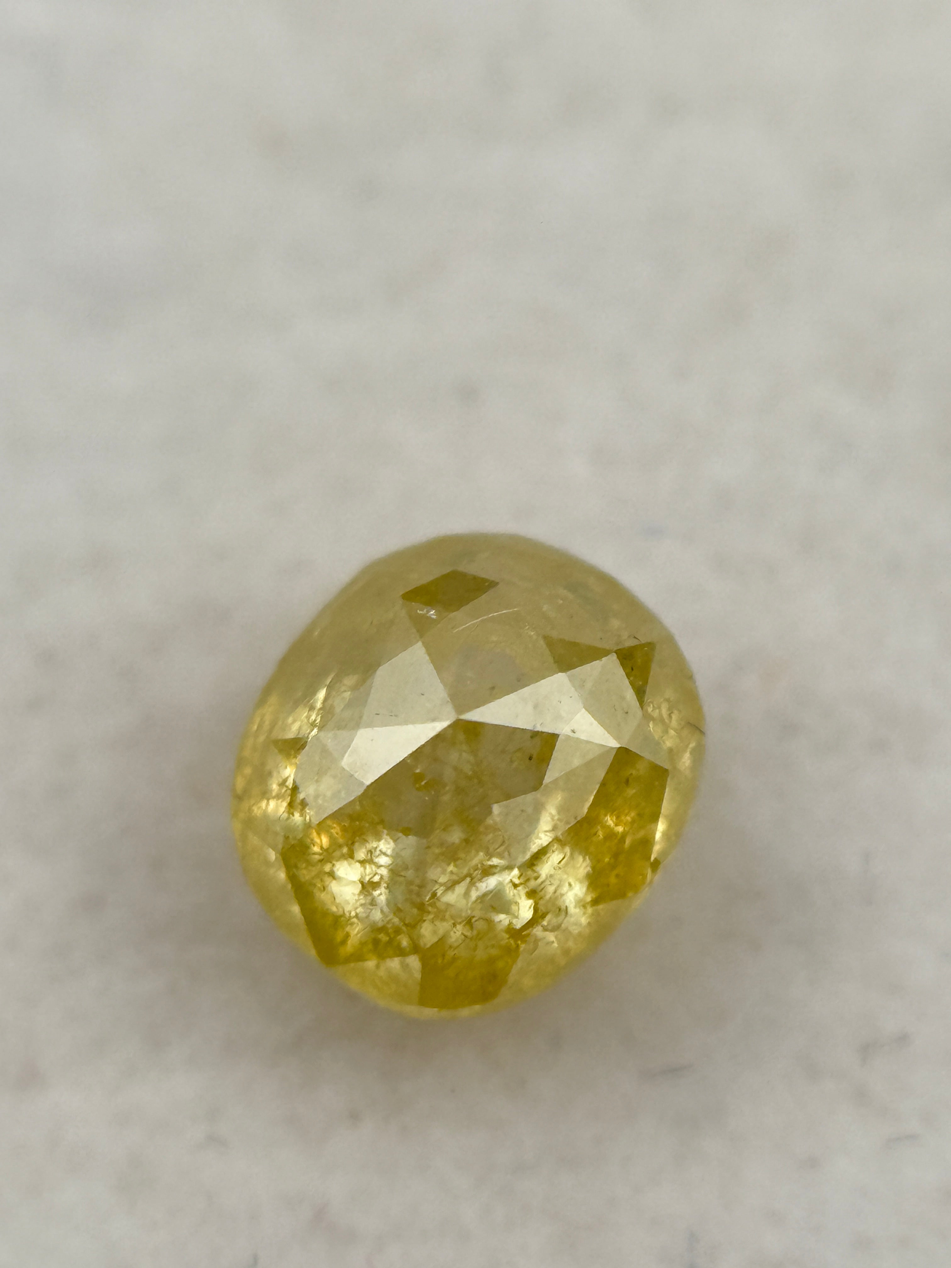 0.70 Ct Cushion Rose Cut Yellow Natural Fancy Diamond