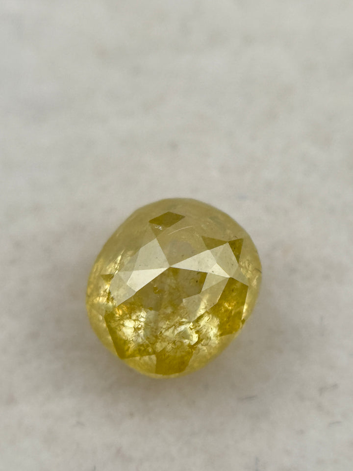 0.70 Ct Cushion Rose Cut Yellow Natural Fancy Diamond