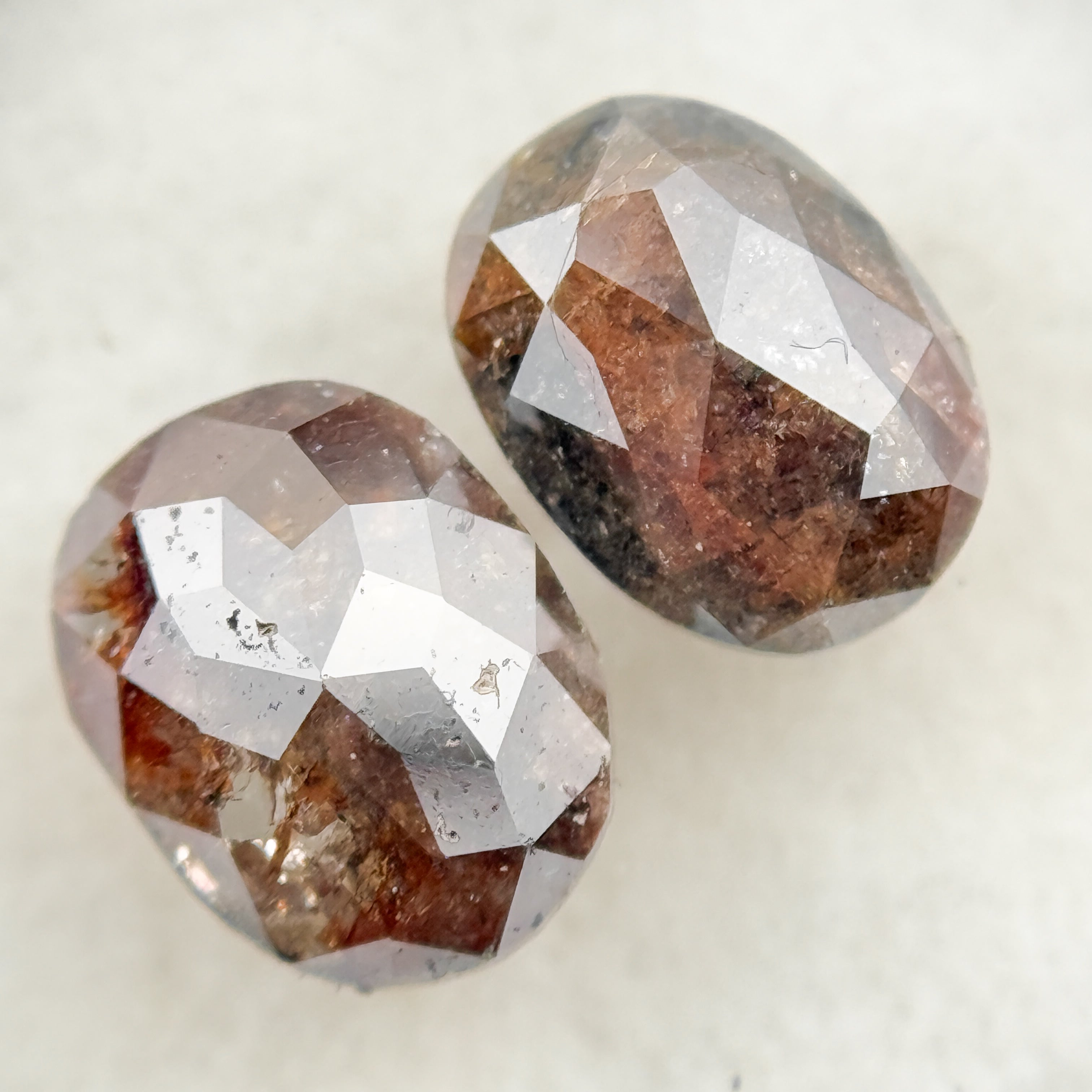 1.86 Ct Oval Rose Cut Red Natural Salt and Pepper Diamond