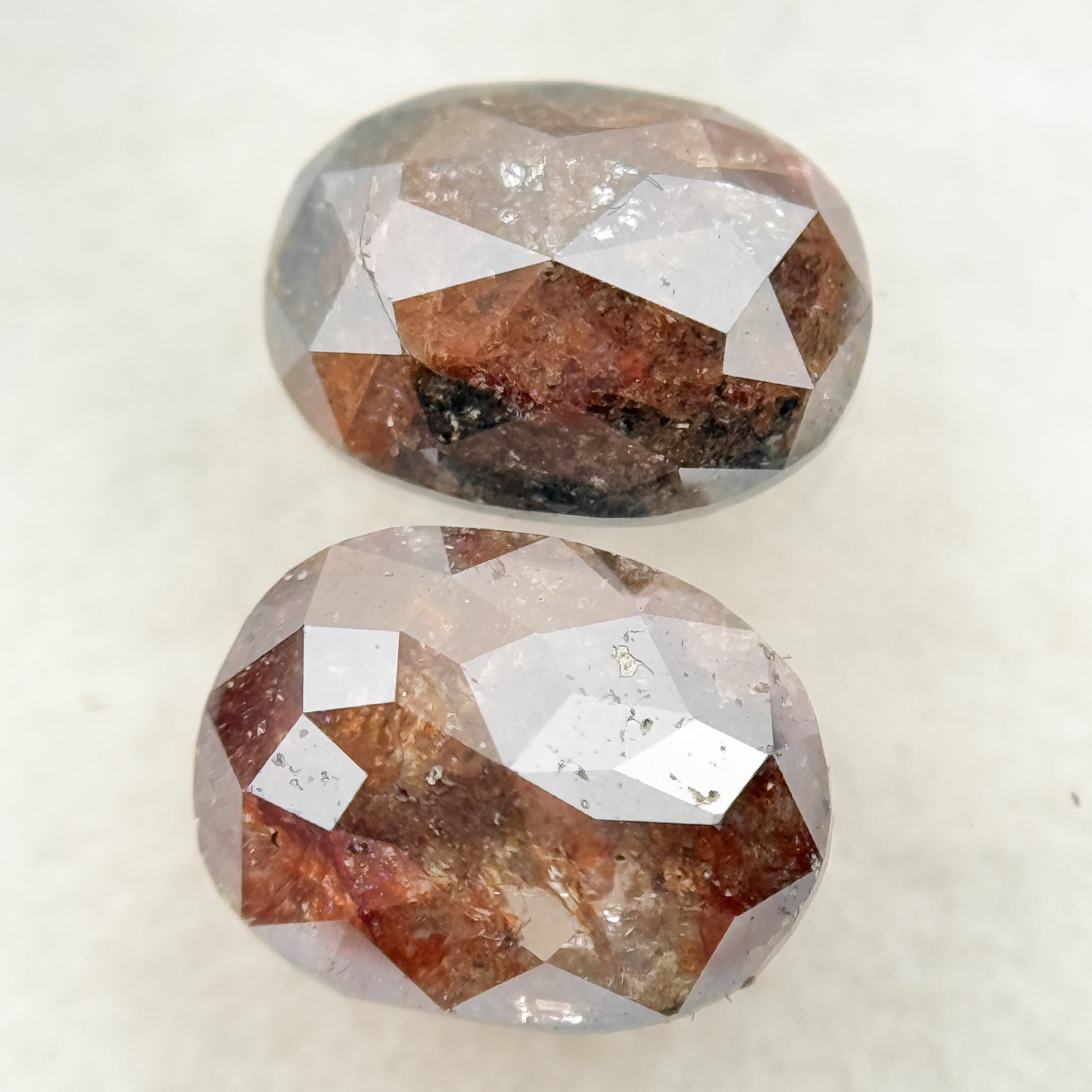 1.86 Ct Oval Rose Cut Red Natural Salt and Pepper Diamond