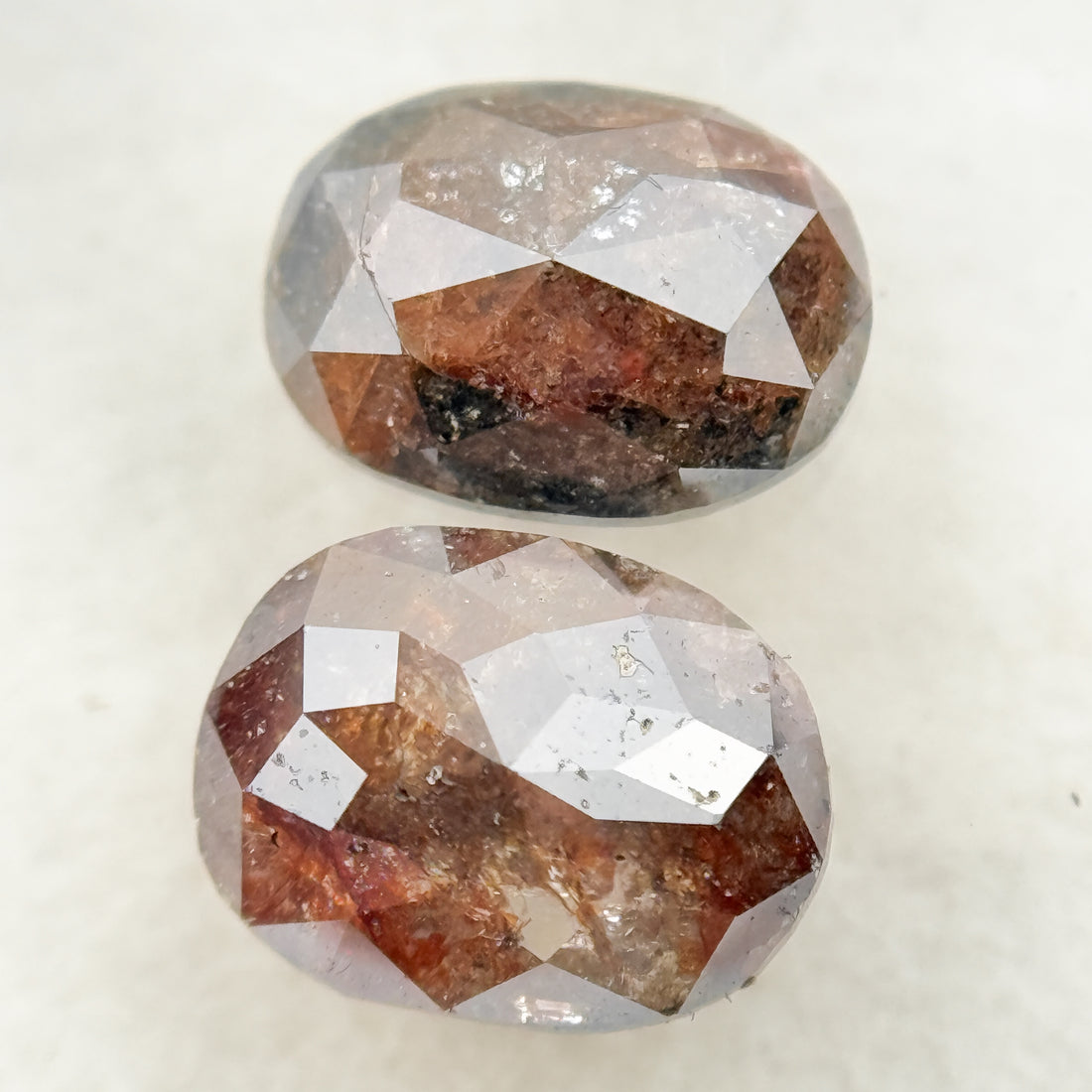 1.86 Ct Oval Rose Cut Red Natural Salt and Pepper Diamond