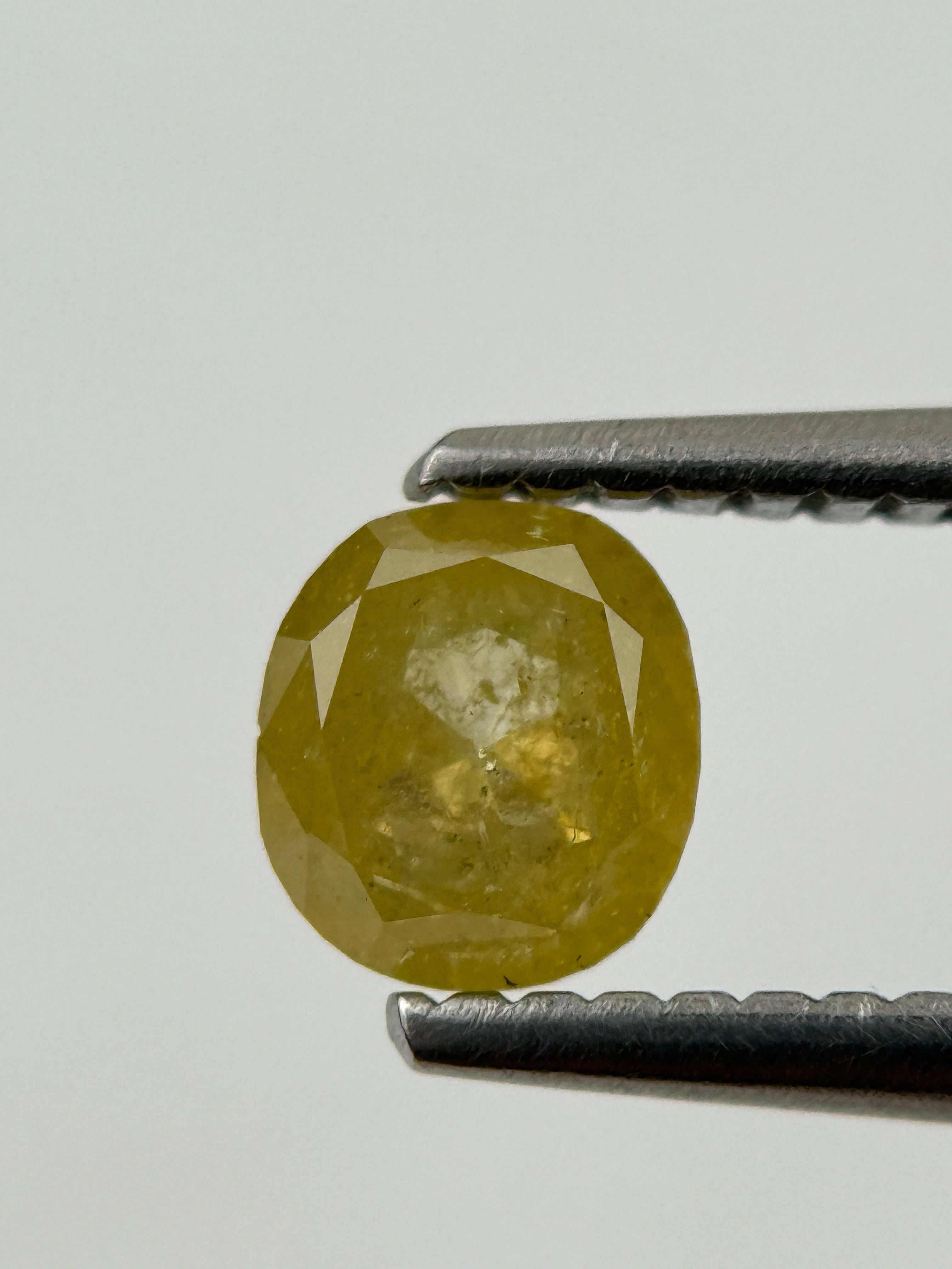 0.70 Ct Cushion Rose Cut Yellow Natural Fancy Diamond