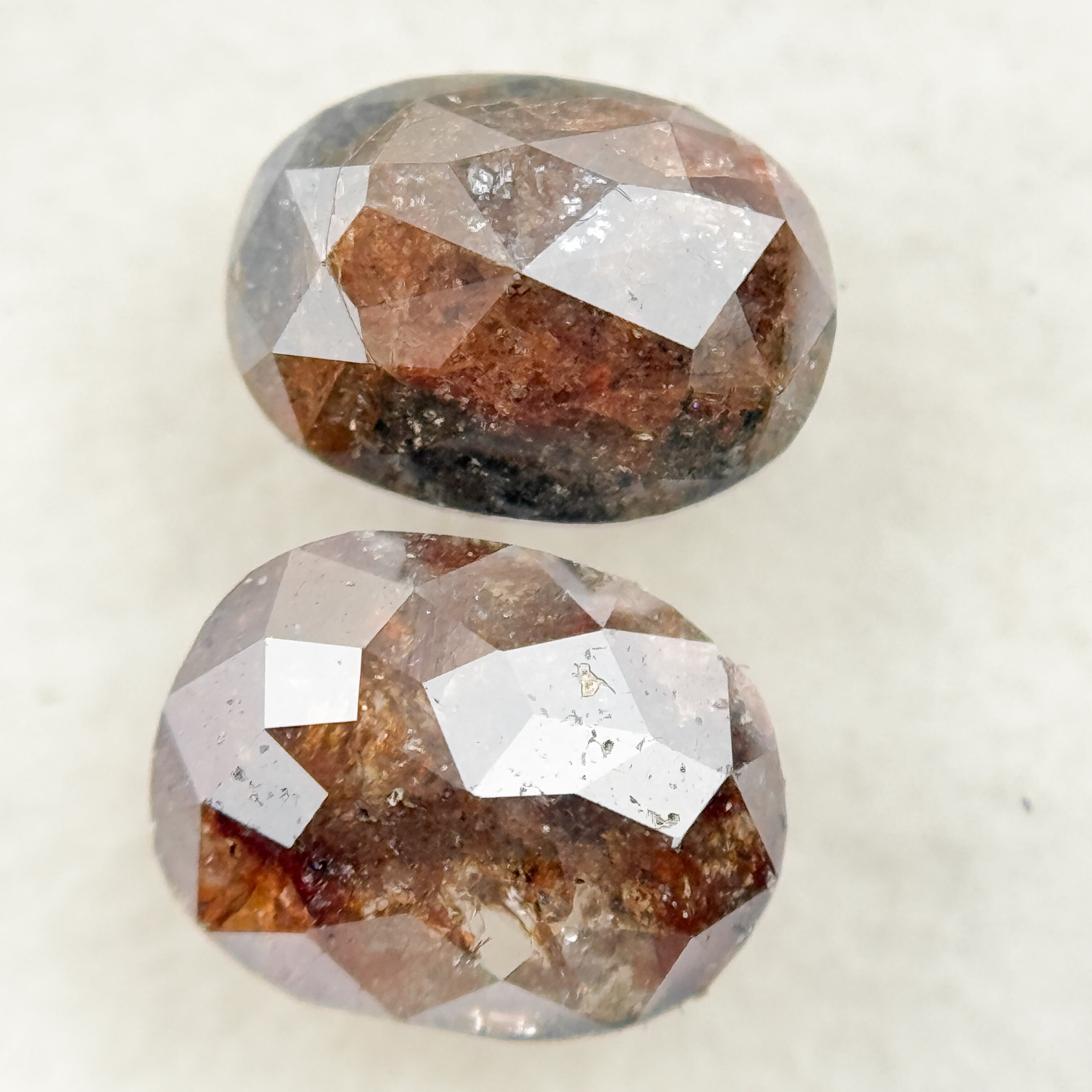 1.86 Ct Oval Rose Cut Red Natural Salt and Pepper Diamond