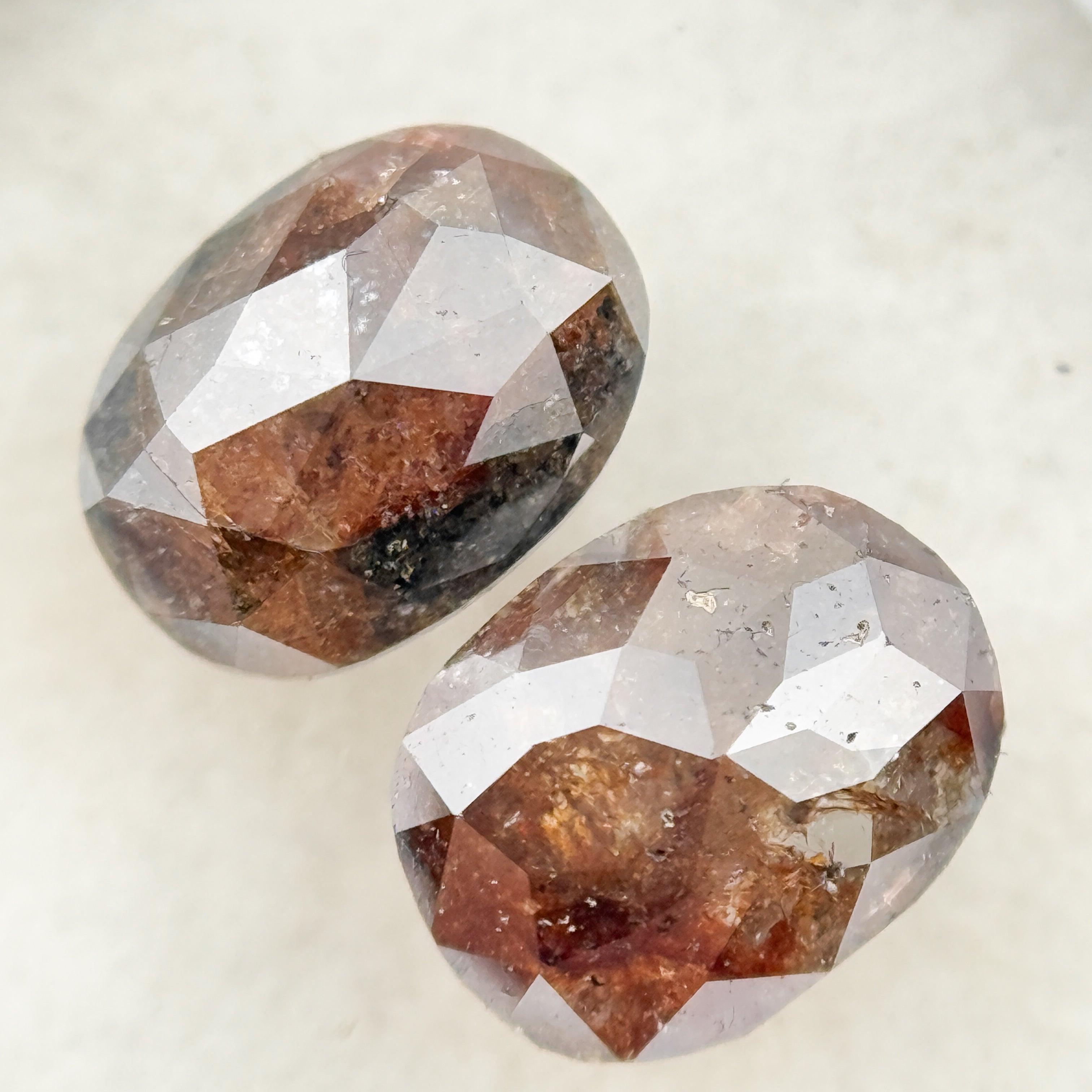 1.86 Ct Oval Rose Cut Red Natural Salt and Pepper Diamond