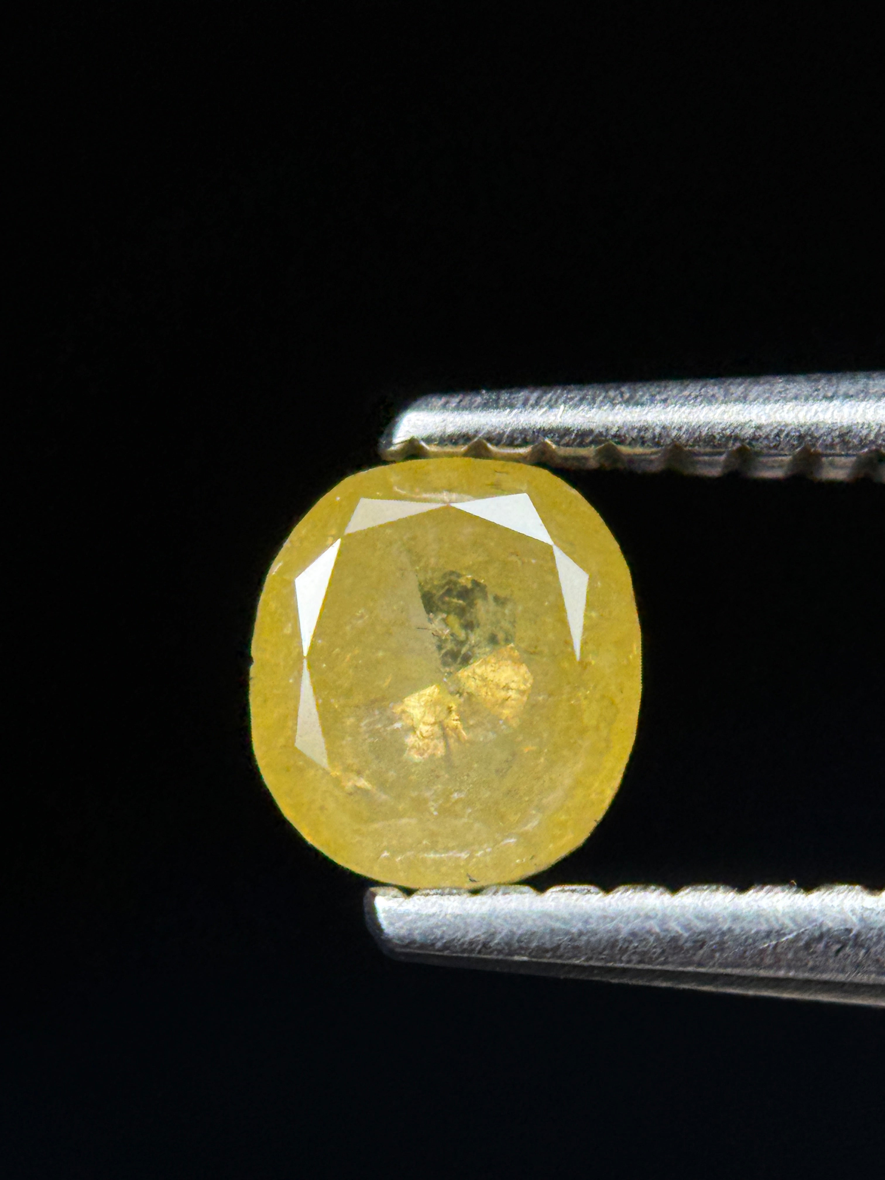 0.70 Ct Cushion Rose Cut Yellow Natural Fancy Diamond