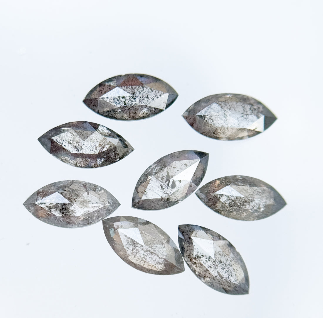 6 X 3 MM Marquise Rose Cut Grey Natural Galaxy Diamond