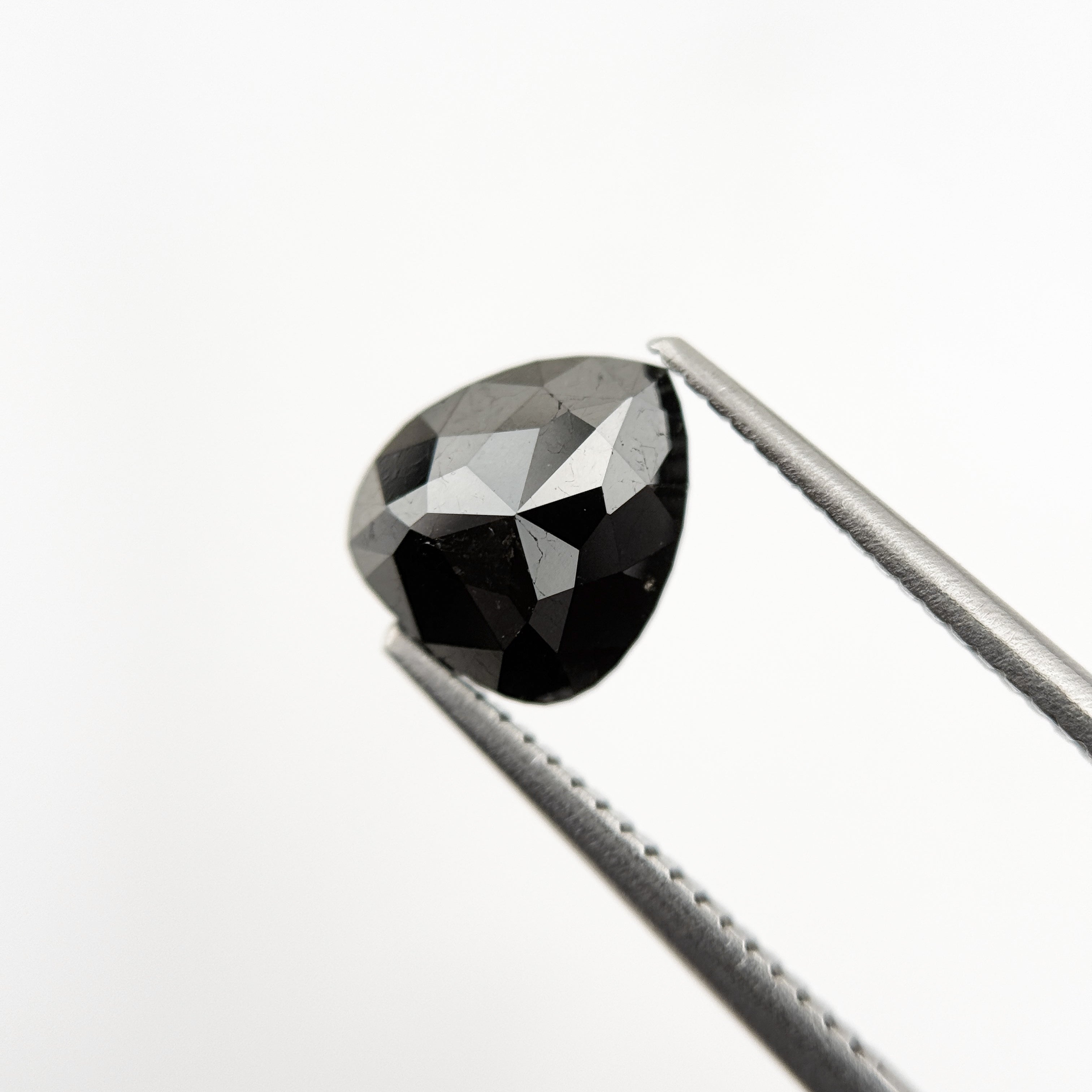 2.42 Ct Pear Rose Cut Black Natural Fancy Diamond
