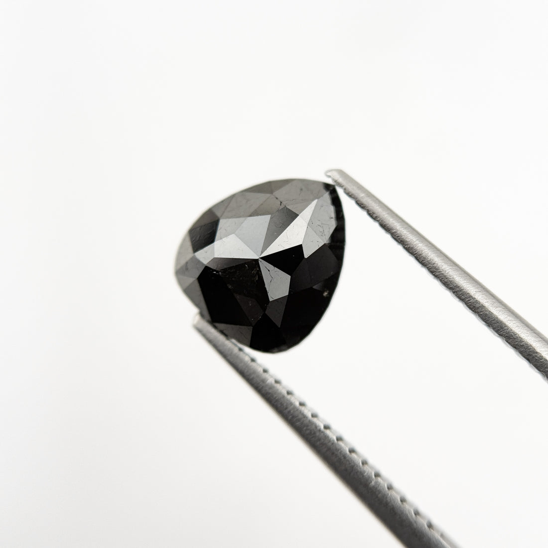 2.42 Ct Pear Rose Cut Black Natural Fancy Diamond