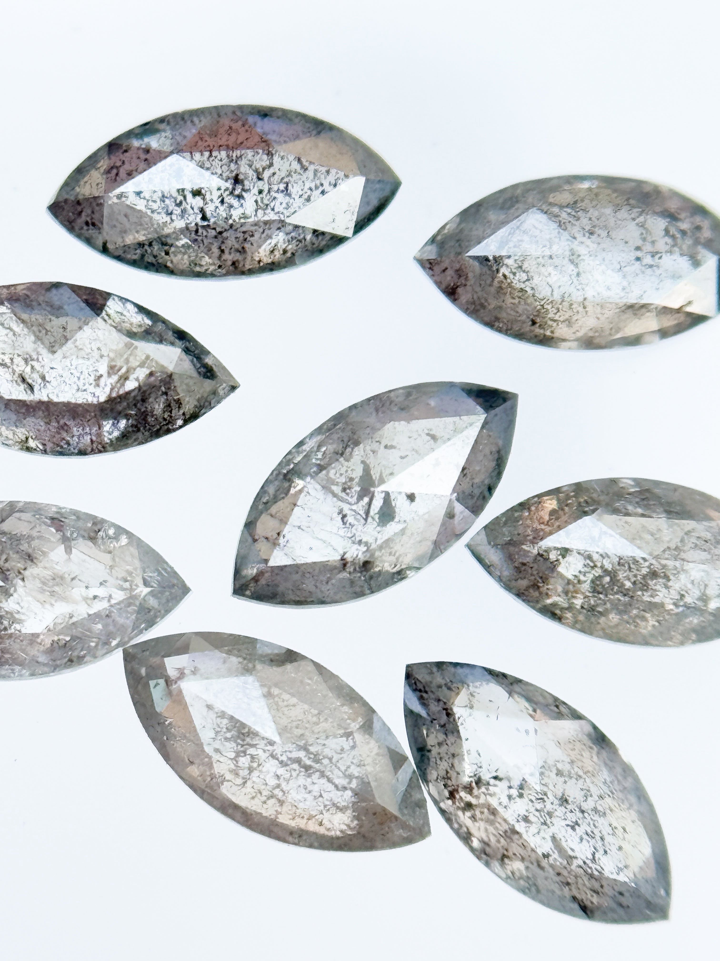 6 X 3 MM Marquise Rose Cut Grey Natural Galaxy Diamond