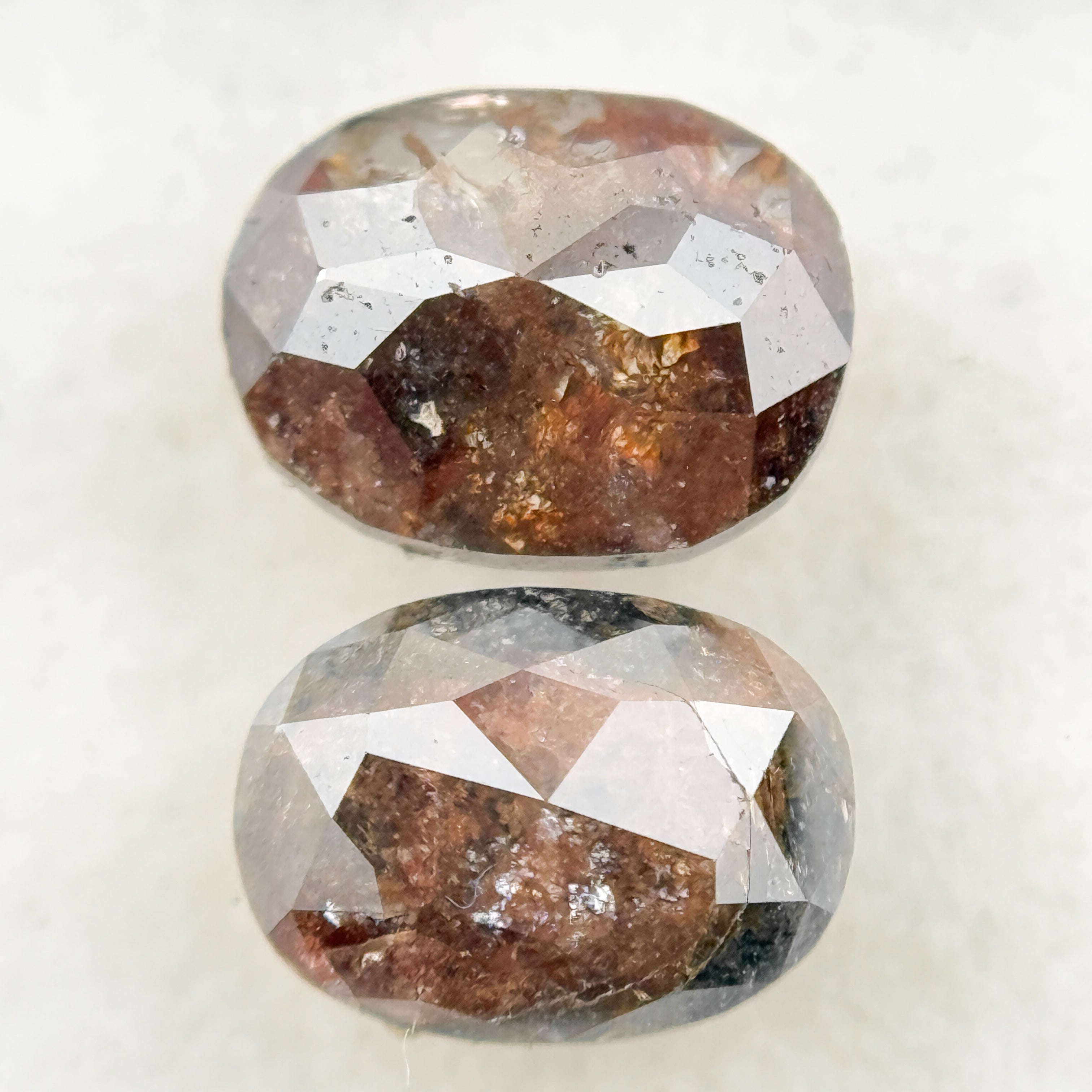 1.86 Ct Oval Rose Cut Red Natural Salt and Pepper Diamond