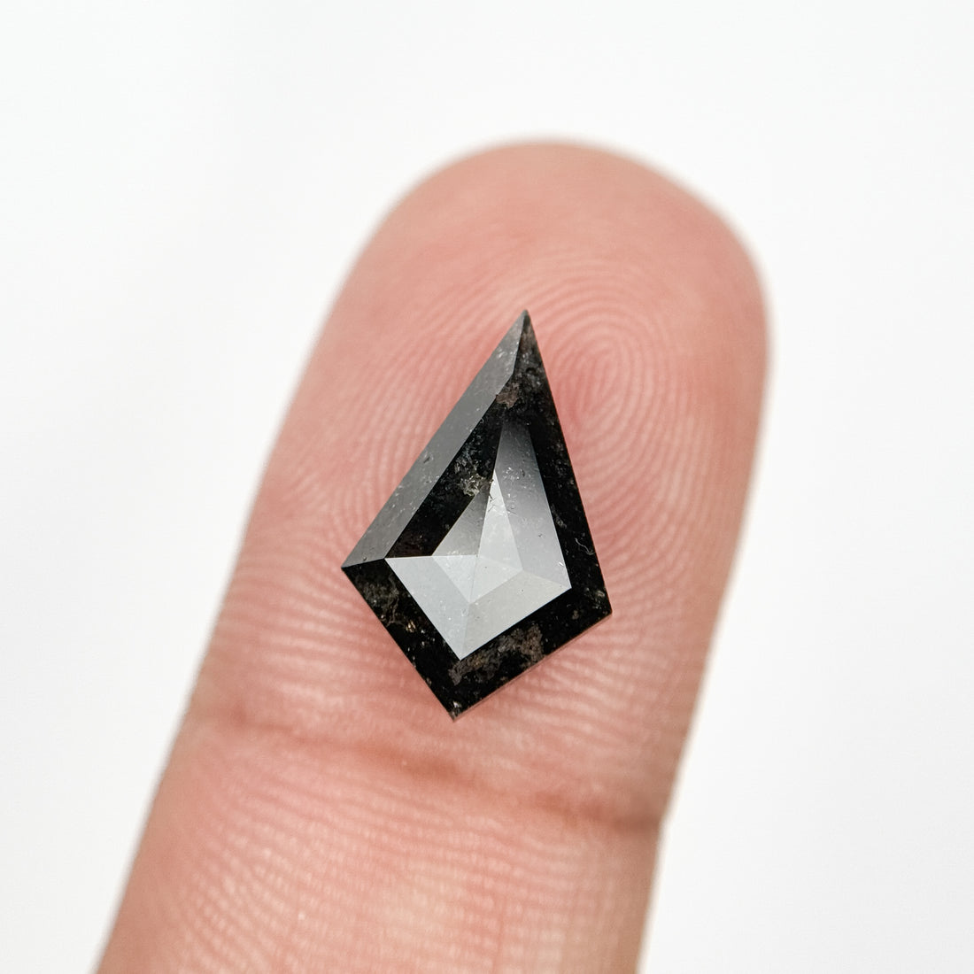 3.11 Ct Kite Rose Cut Grey Natural Salt and Pepper Diamond