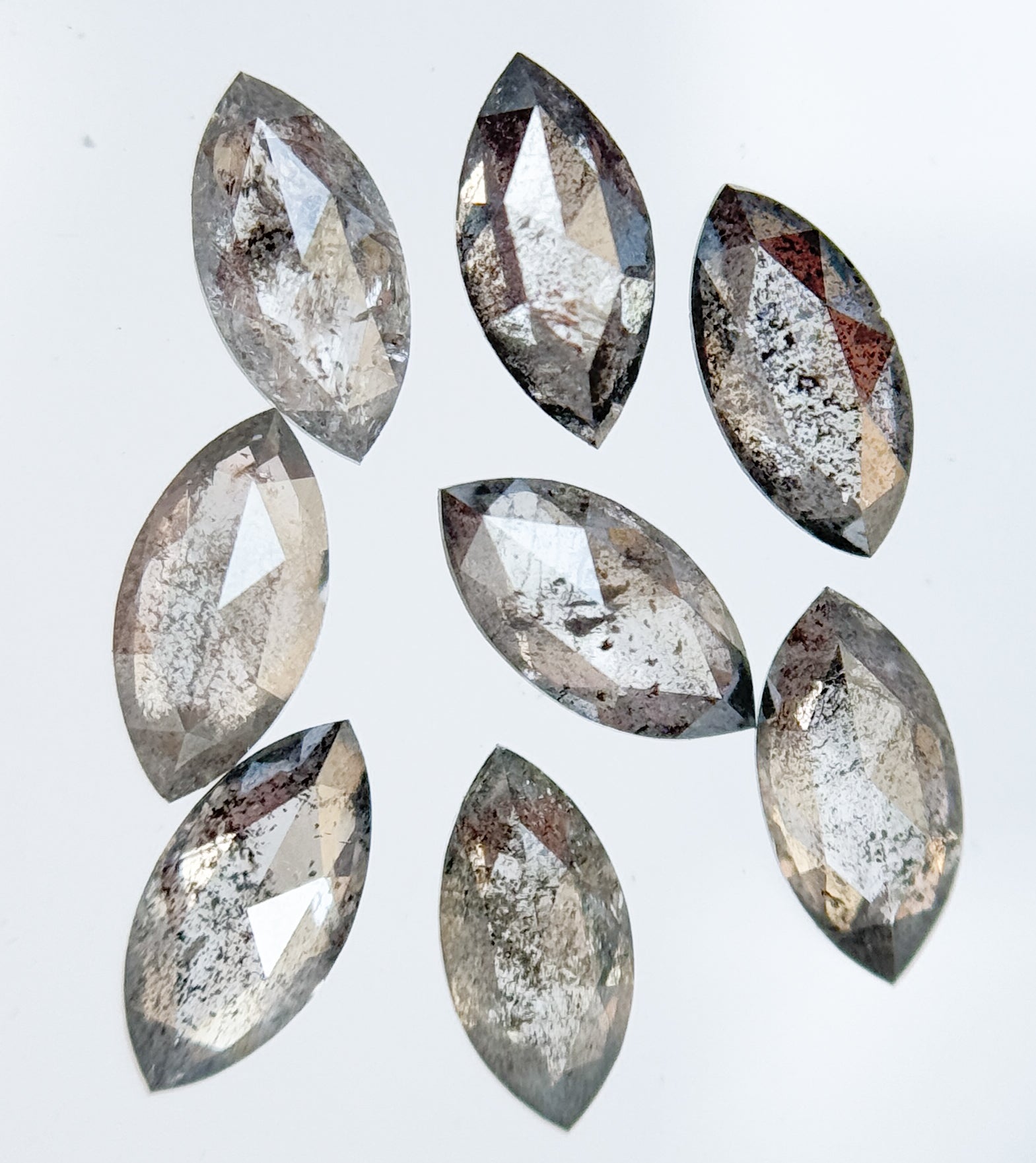 6 X 3 MM Marquise Rose Cut Grey Natural Galaxy Diamond