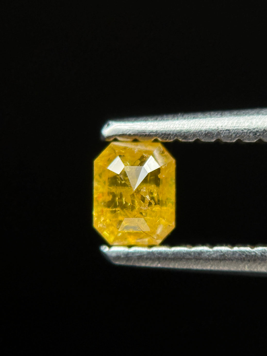 0.35 Ct Emerald Rose Cut Yellow Natural Galaxy Diamond