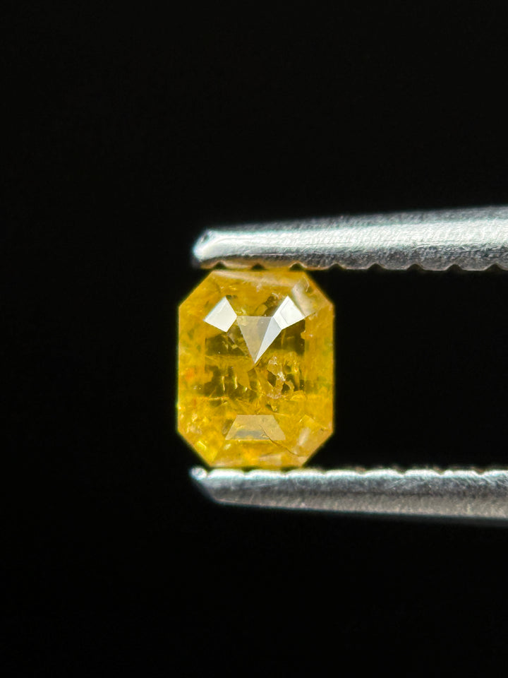 0.35 Ct Emerald Rose Cut Yellow Natural Galaxy Diamond