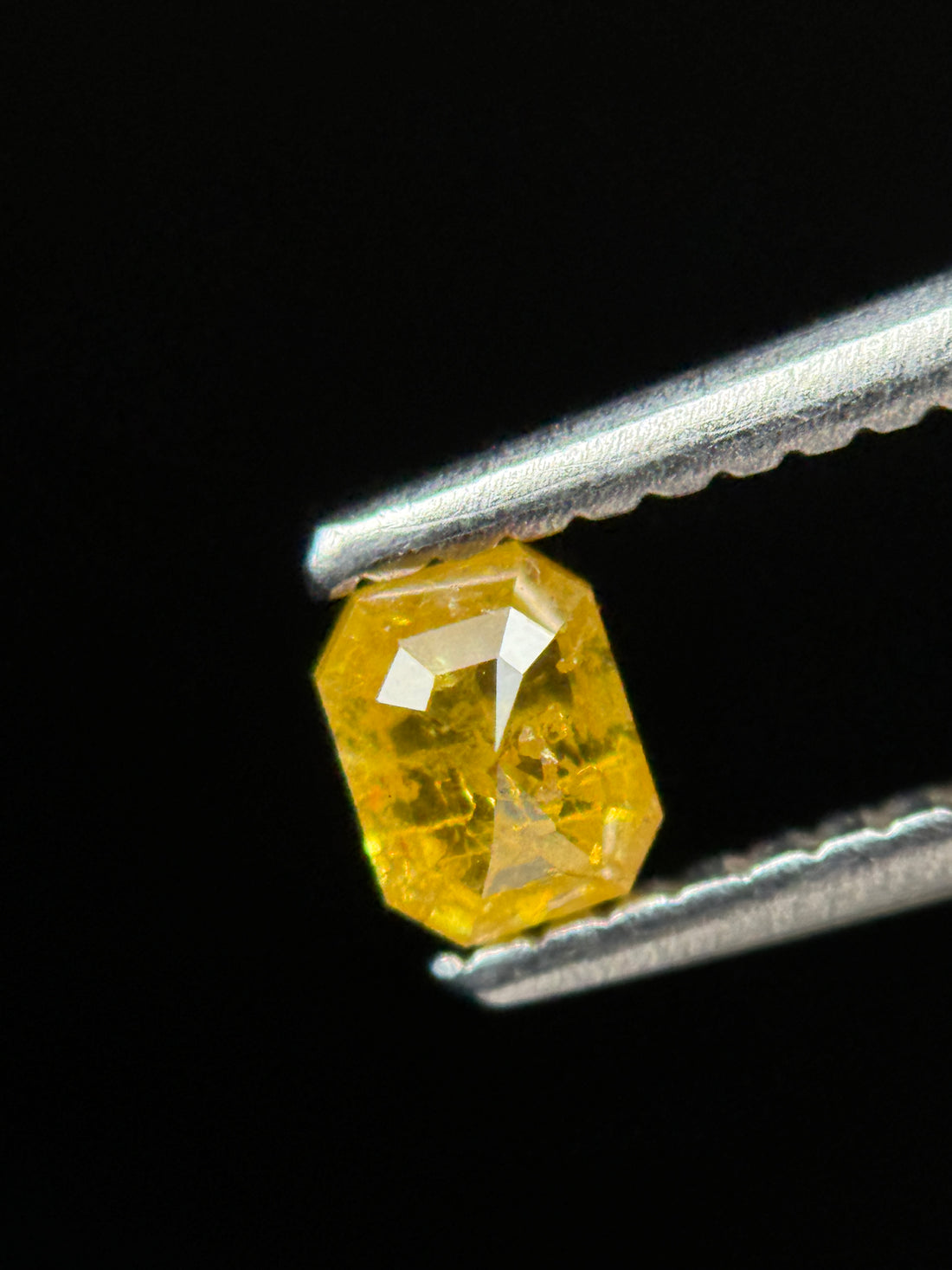 0.35 Ct Emerald Rose Cut Yellow Natural Galaxy Diamond