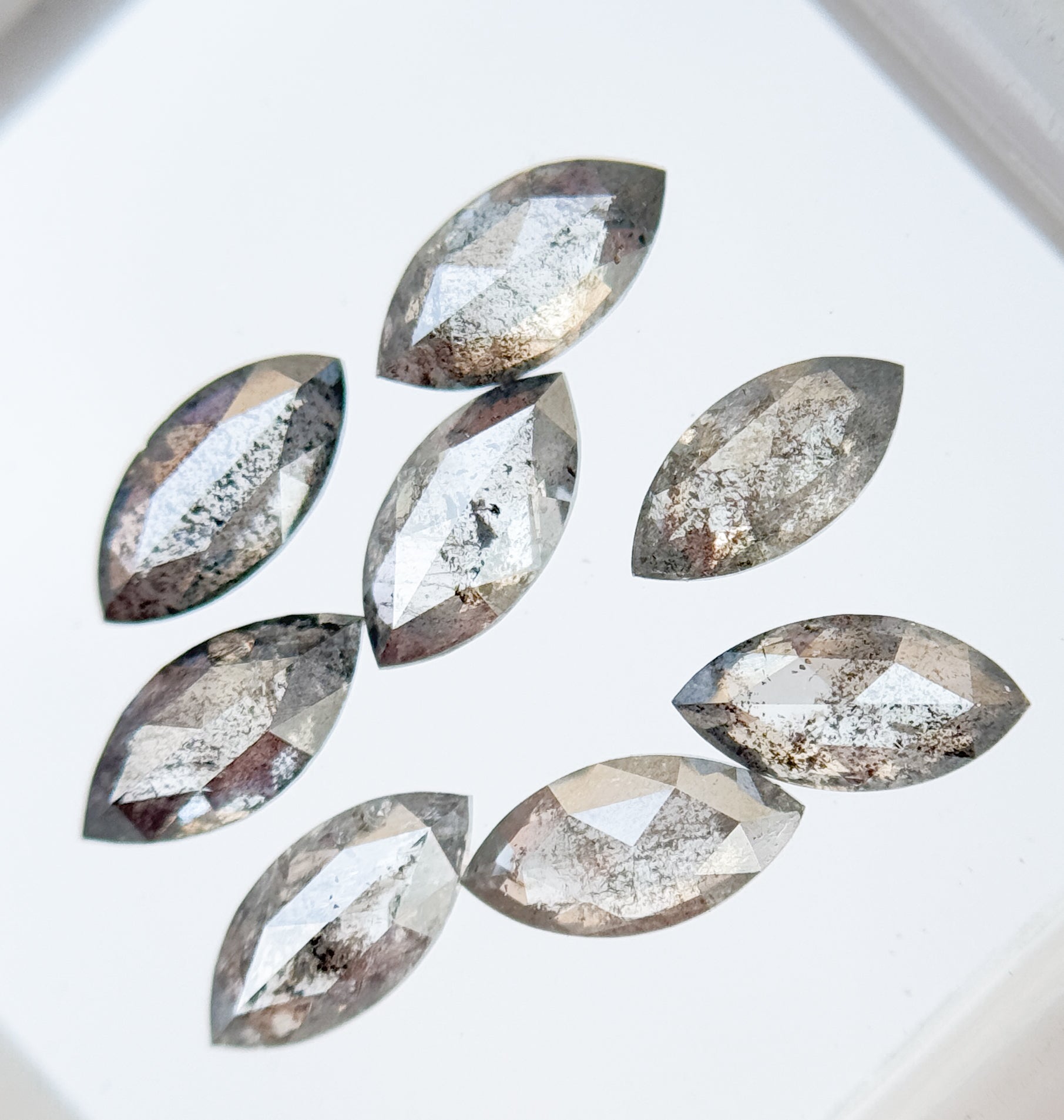 6 X 3 MM Marquise Rose Cut Grey Natural Galaxy Diamond