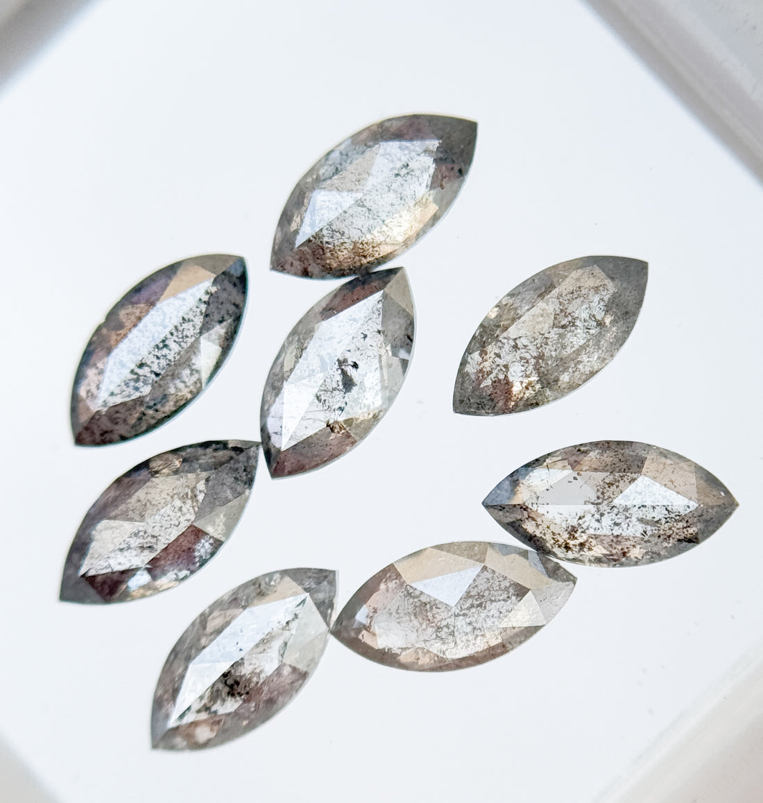 6 X 3 MM Marquise Rose Cut Grey Natural Galaxy Diamond