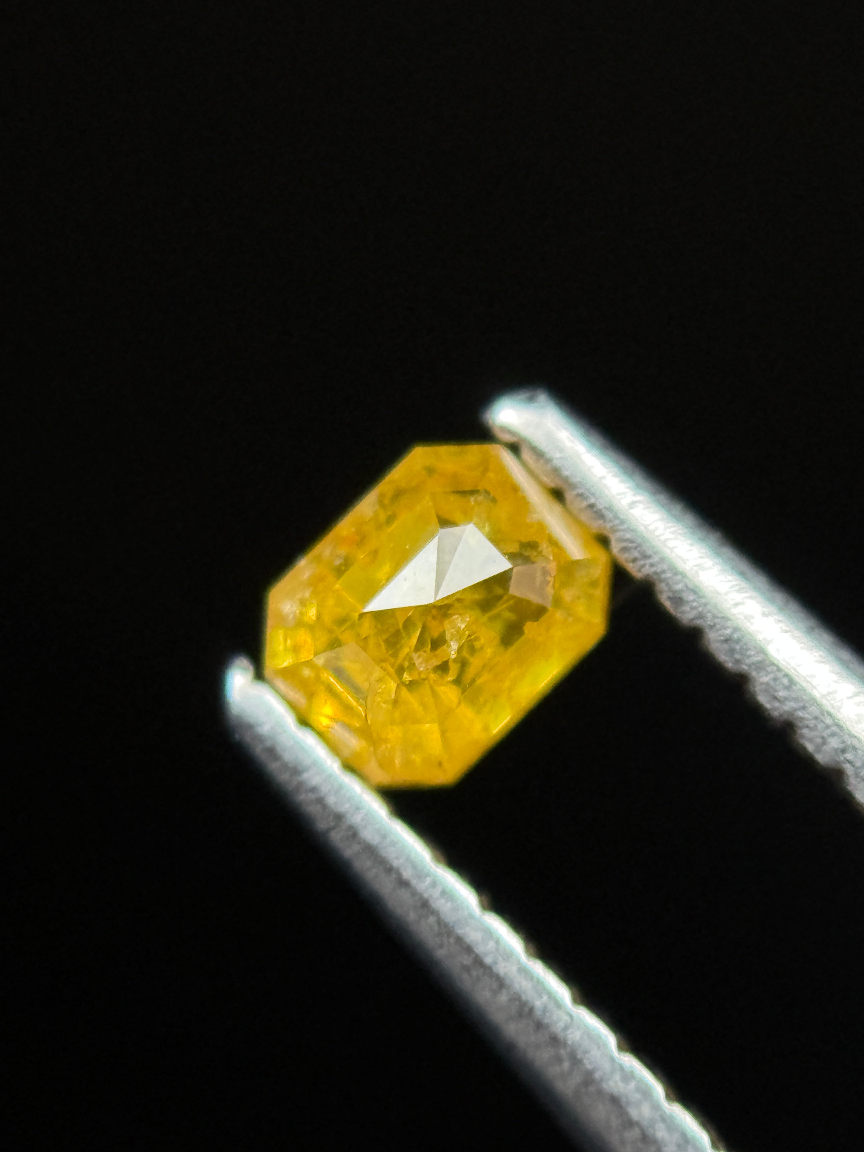 0.35 Ct Emerald Rose Cut Yellow Natural Galaxy Diamond