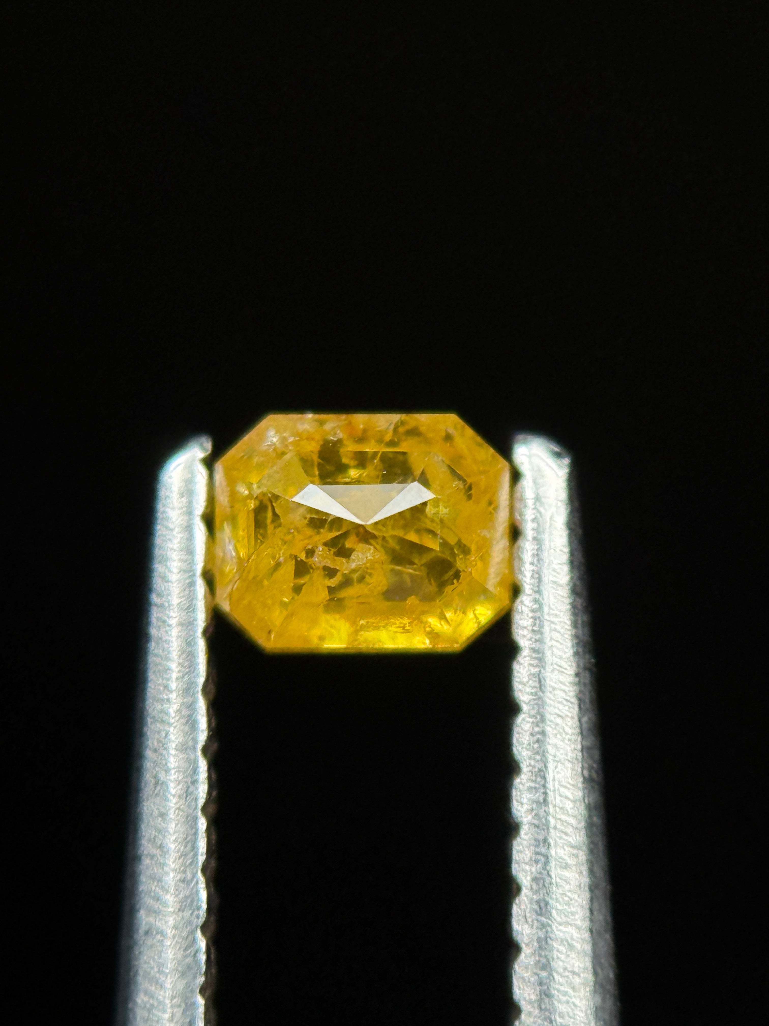 0.35 Ct Emerald Rose Cut Yellow Natural Galaxy Diamond