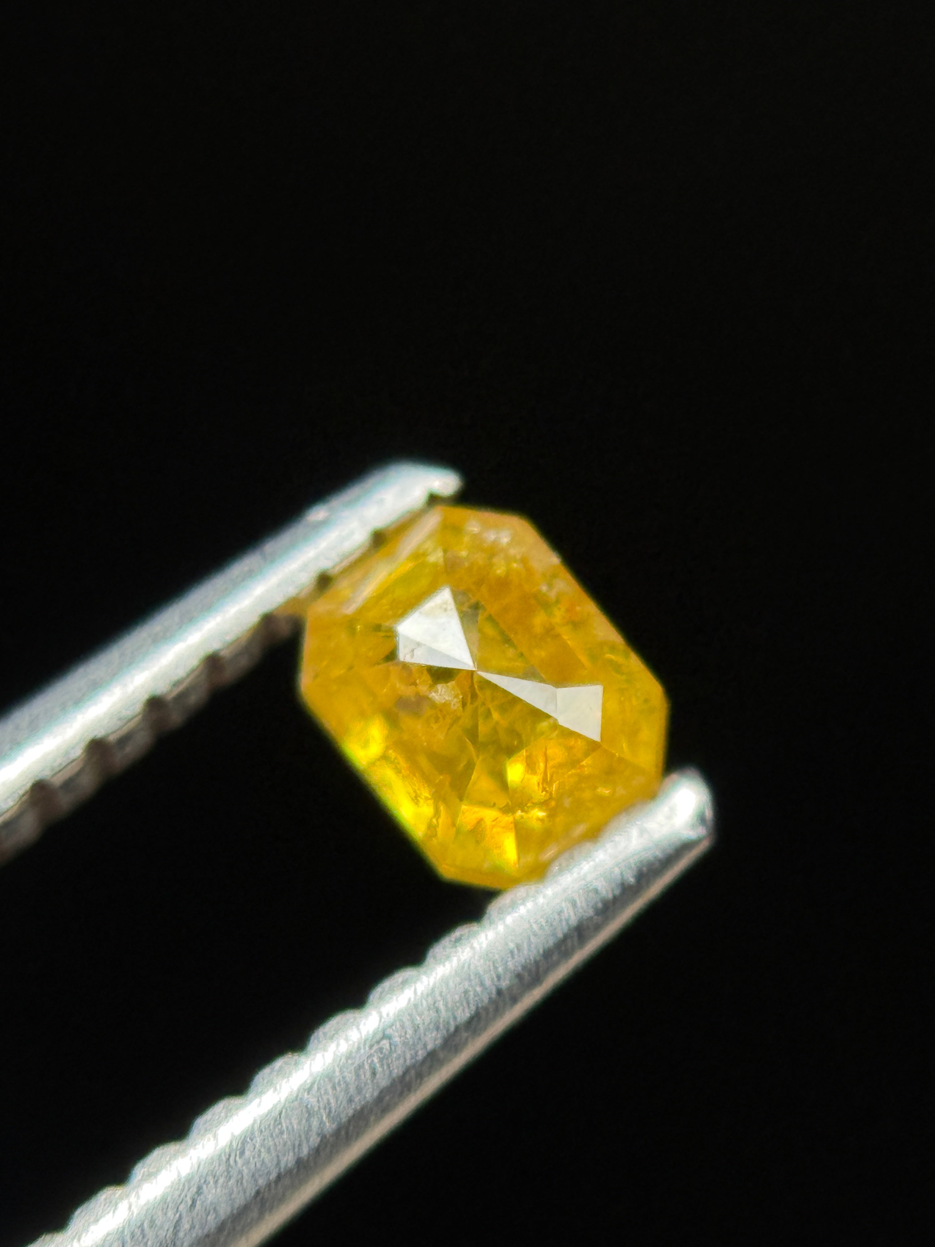 0.35 Ct Emerald Rose Cut Yellow Natural Galaxy Diamond
