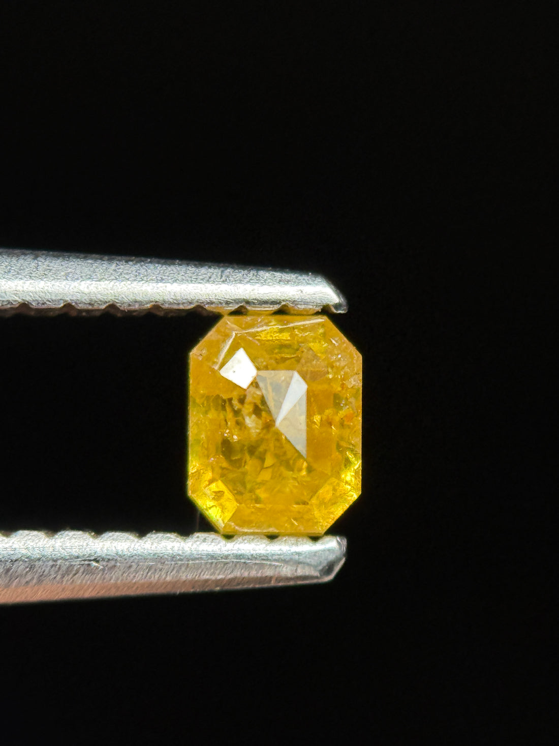 0.35 Ct Emerald Rose Cut Yellow Natural Galaxy Diamond