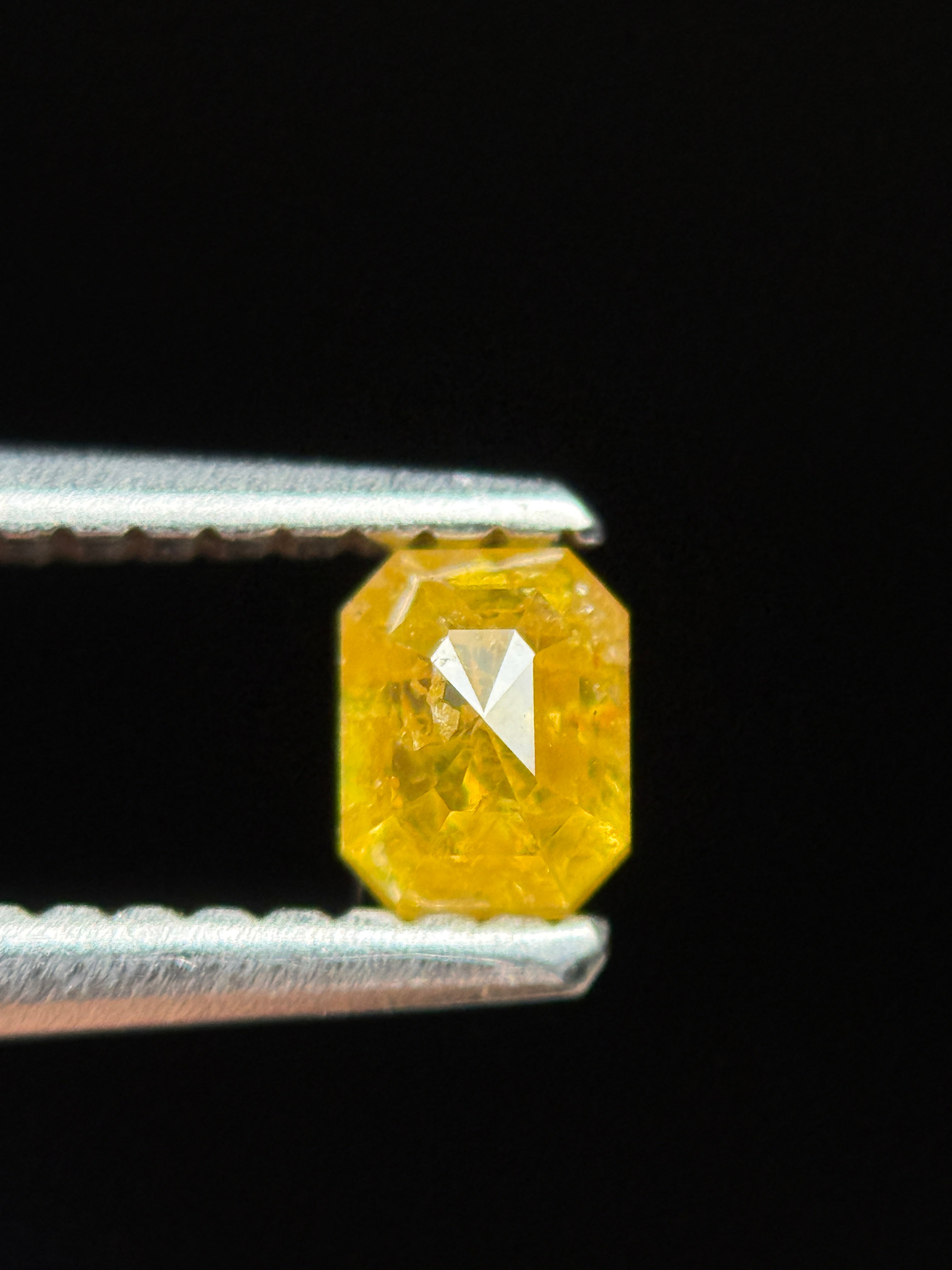 0.35 Ct Emerald Rose Cut Yellow Natural Galaxy Diamond