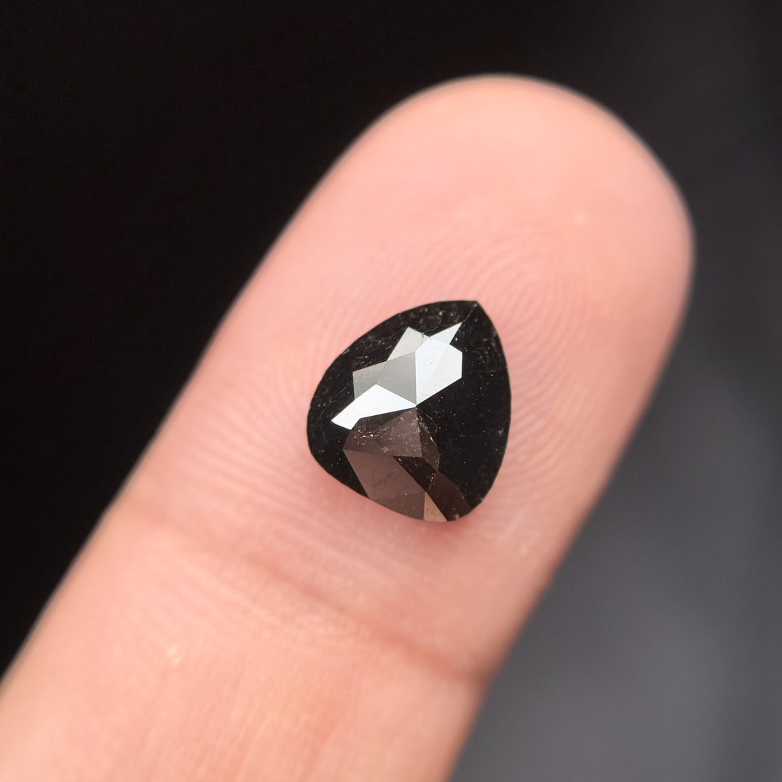 2.42 Ct Pear Rose Cut Black Natural Fancy Diamond