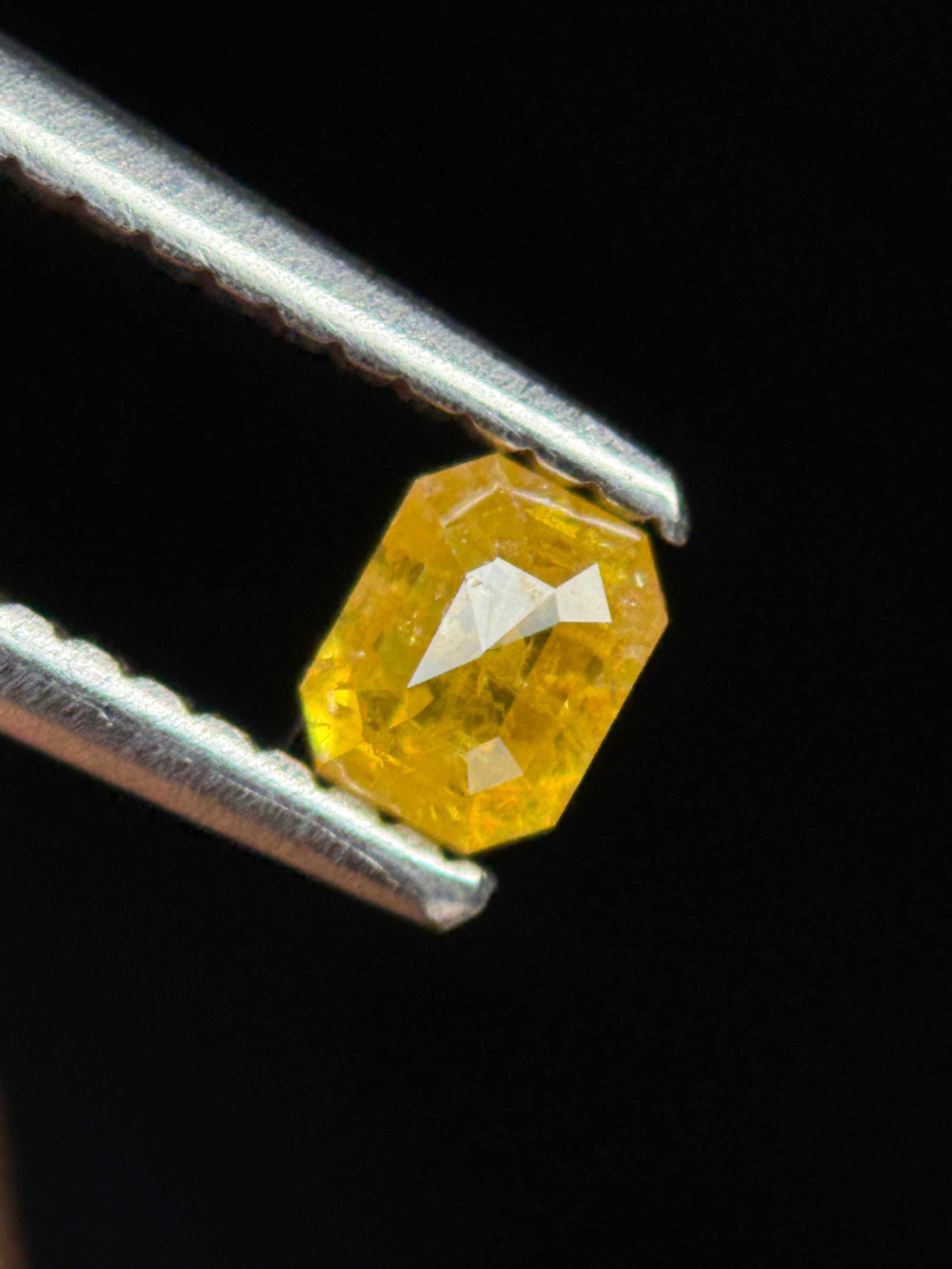 0.35 Ct Emerald Rose Cut Yellow Natural Galaxy Diamond