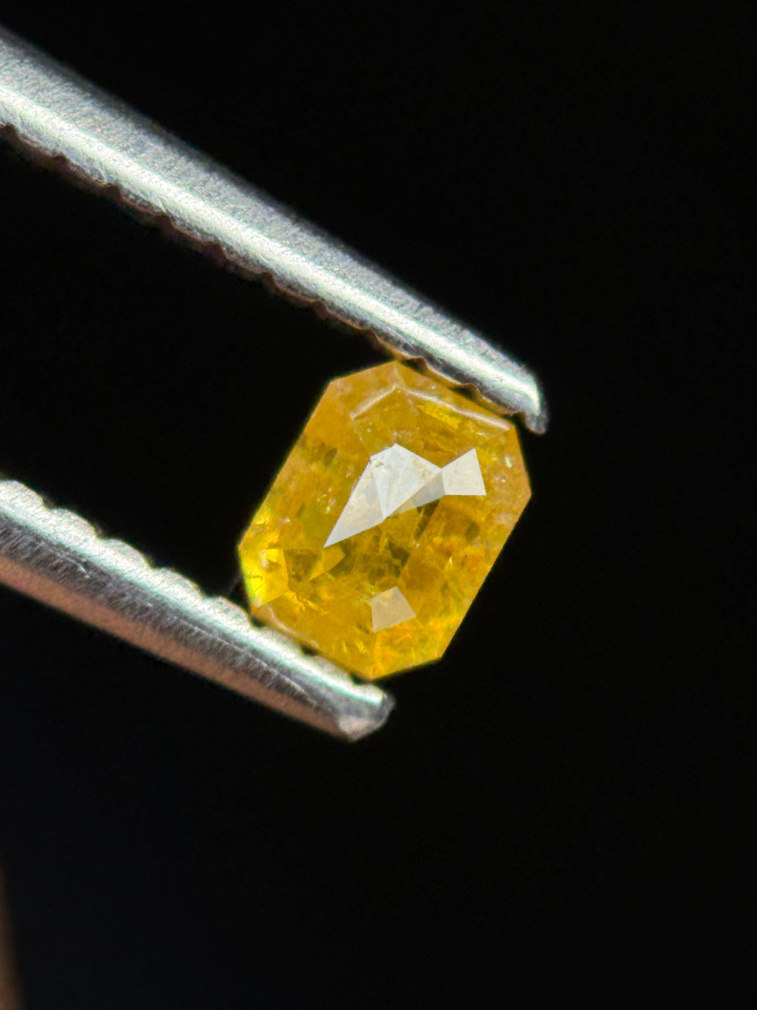 0.35 Ct Emerald Rose Cut Yellow Natural Galaxy Diamond