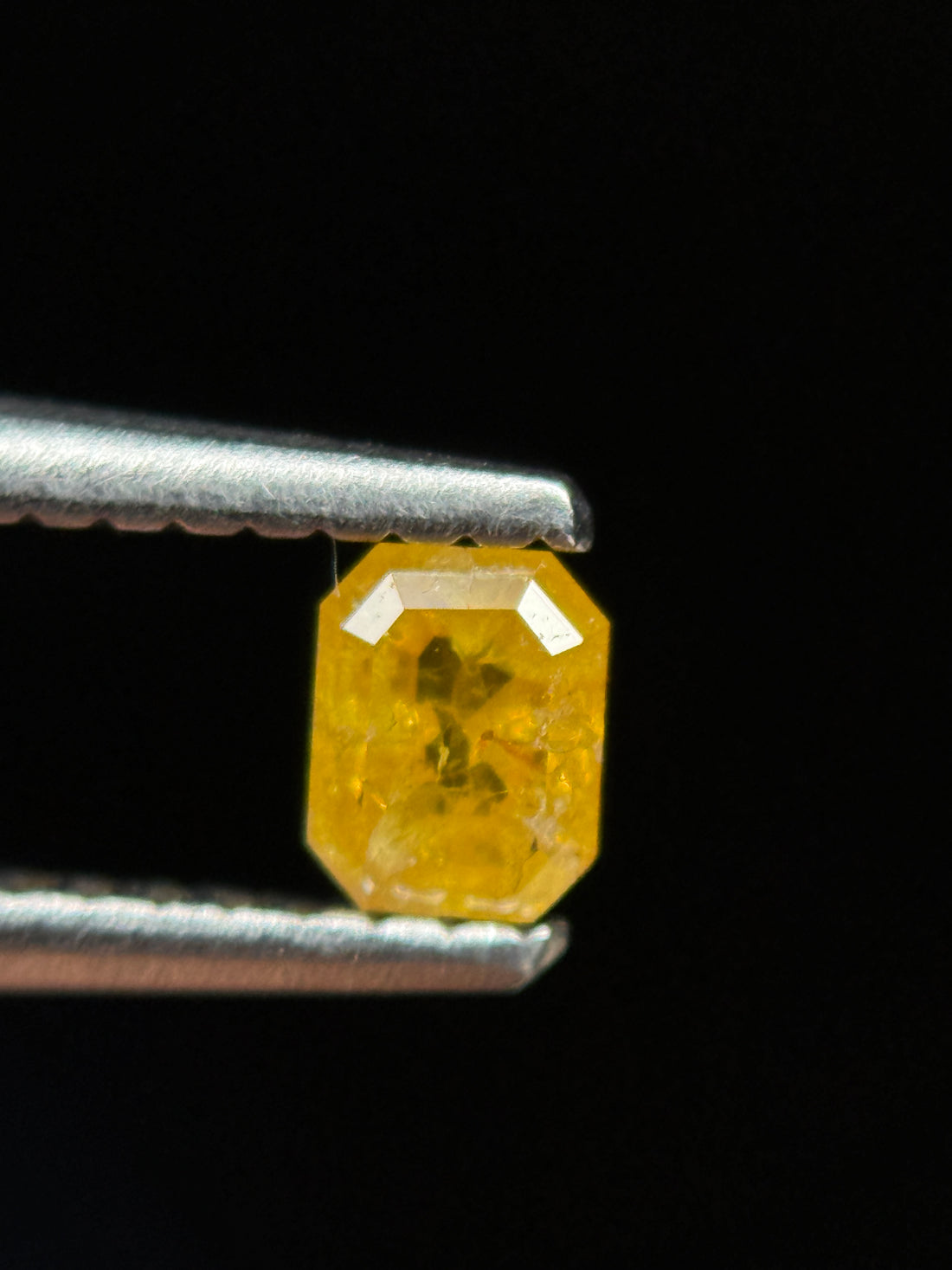0.35 Ct Emerald Rose Cut Yellow Natural Galaxy Diamond