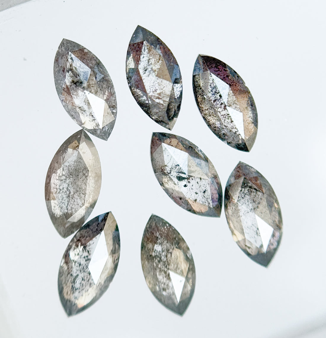 6 X 3 MM Marquise Rose Cut Grey Natural Galaxy Diamond