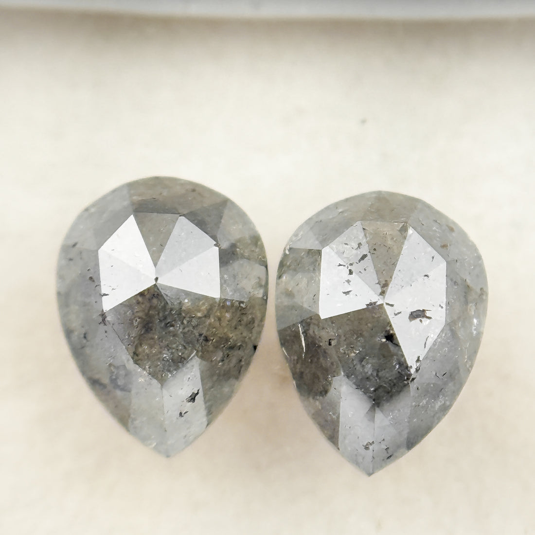 2.42 Ct Pear Rose Cut Grey Natural Salt and Pepper Diamond