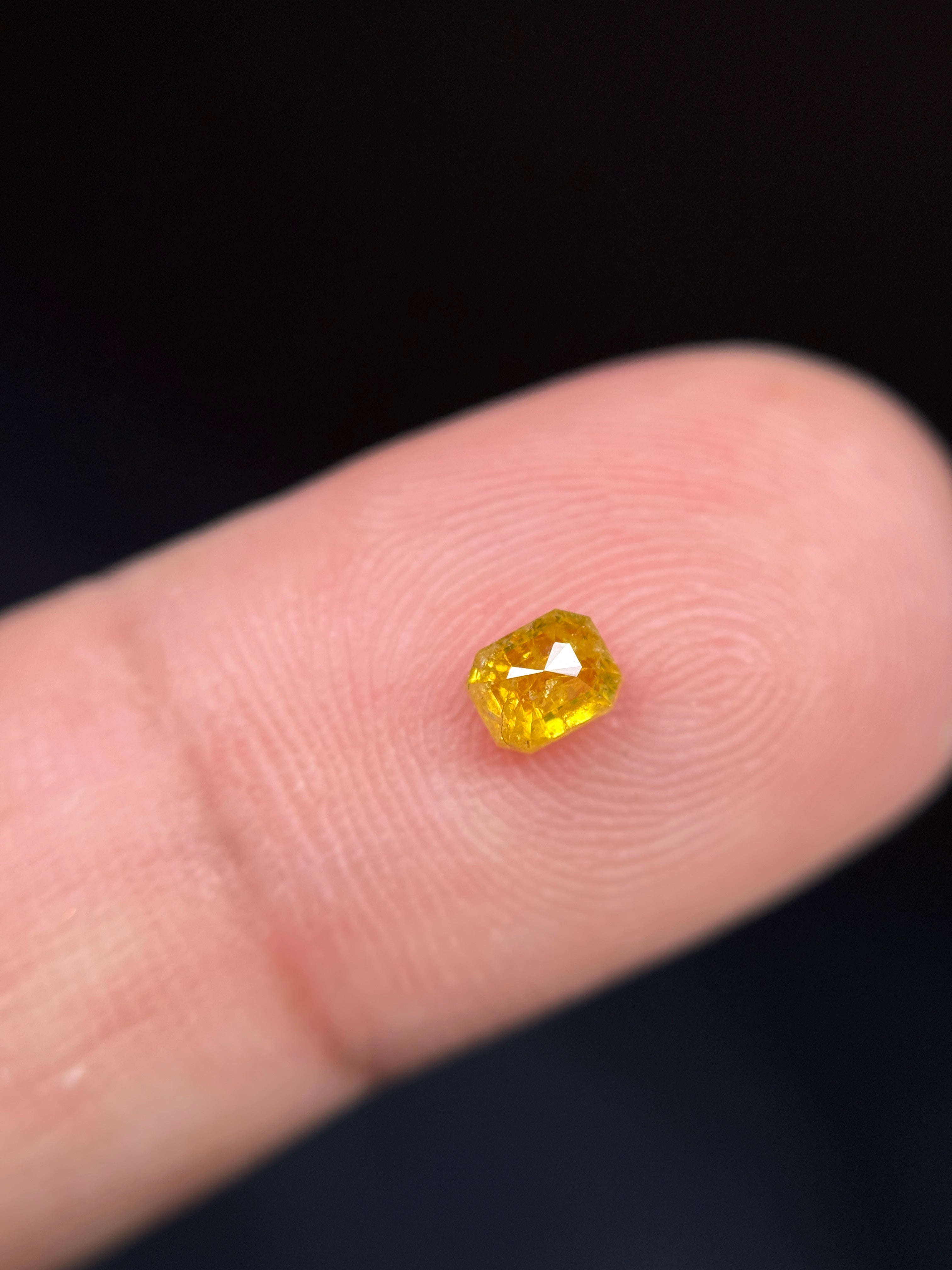 0.35 Ct Emerald Rose Cut Yellow Natural Galaxy Diamond