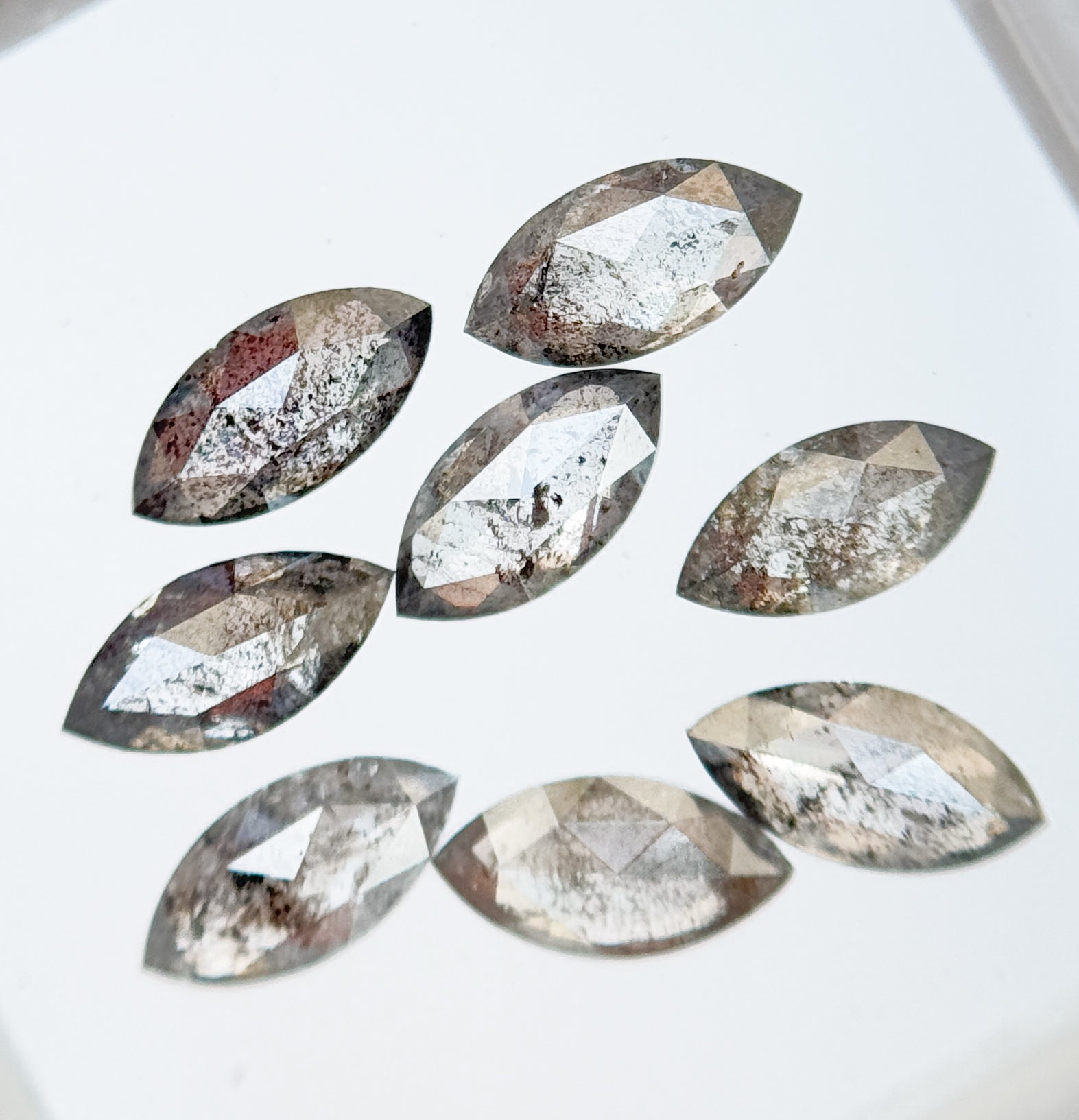6 X 3 MM Marquise Rose Cut Grey Natural Galaxy Diamond