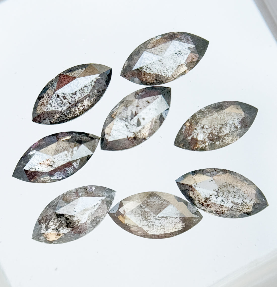 6 X 3 MM Marquise Rose Cut Grey Natural Galaxy Diamond