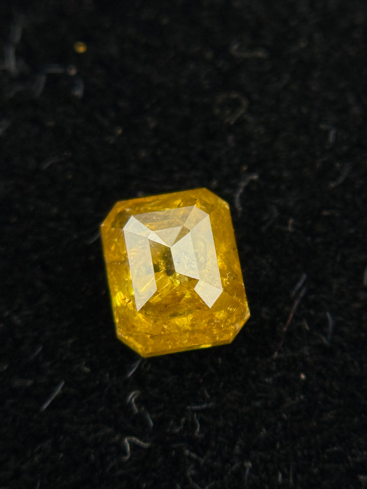 0.41 Ct Emerald Rose Cut Yellow Natural Fancy Diamond